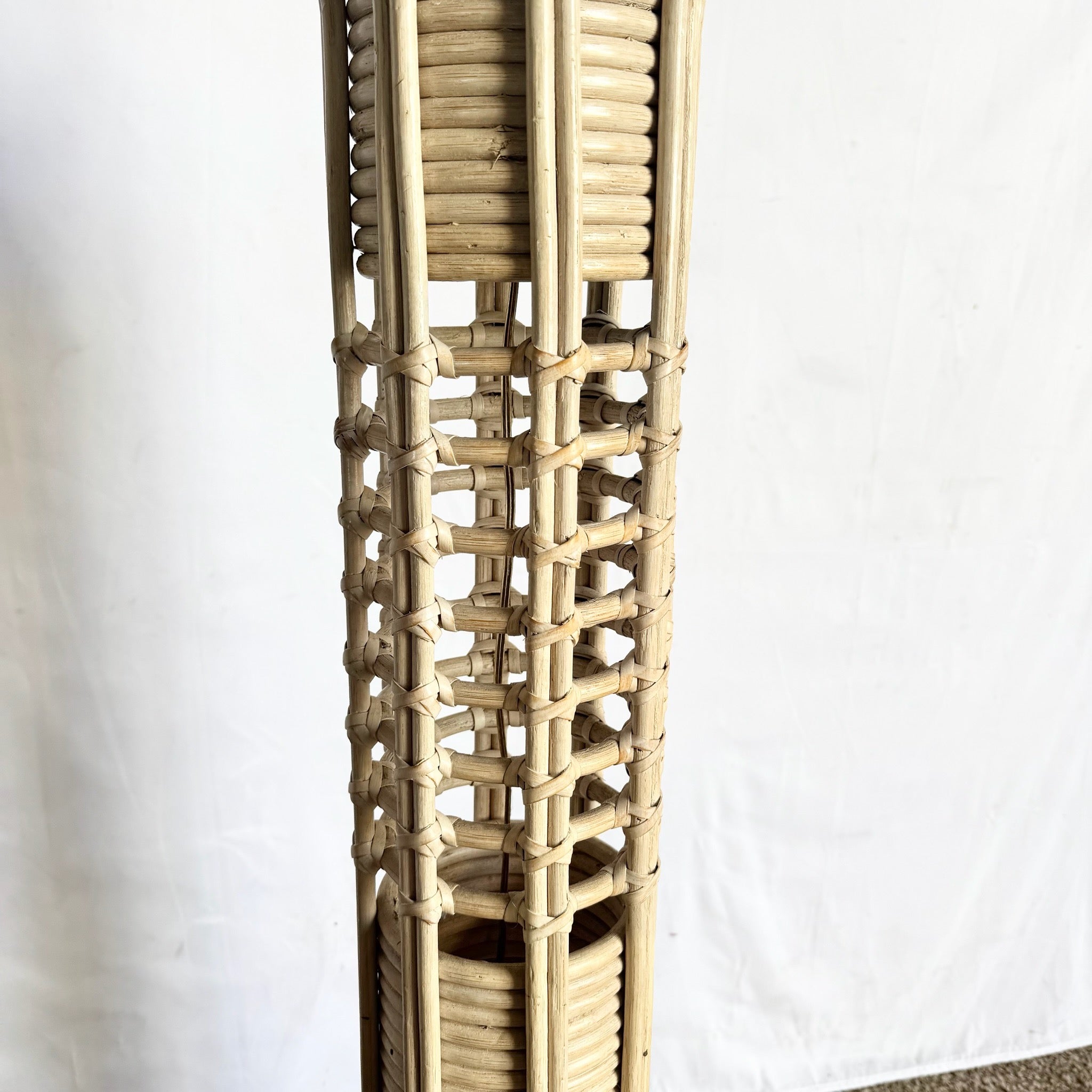 Boho Chic Gabriella Crespi Style Rattan Wicker Floor Lamp