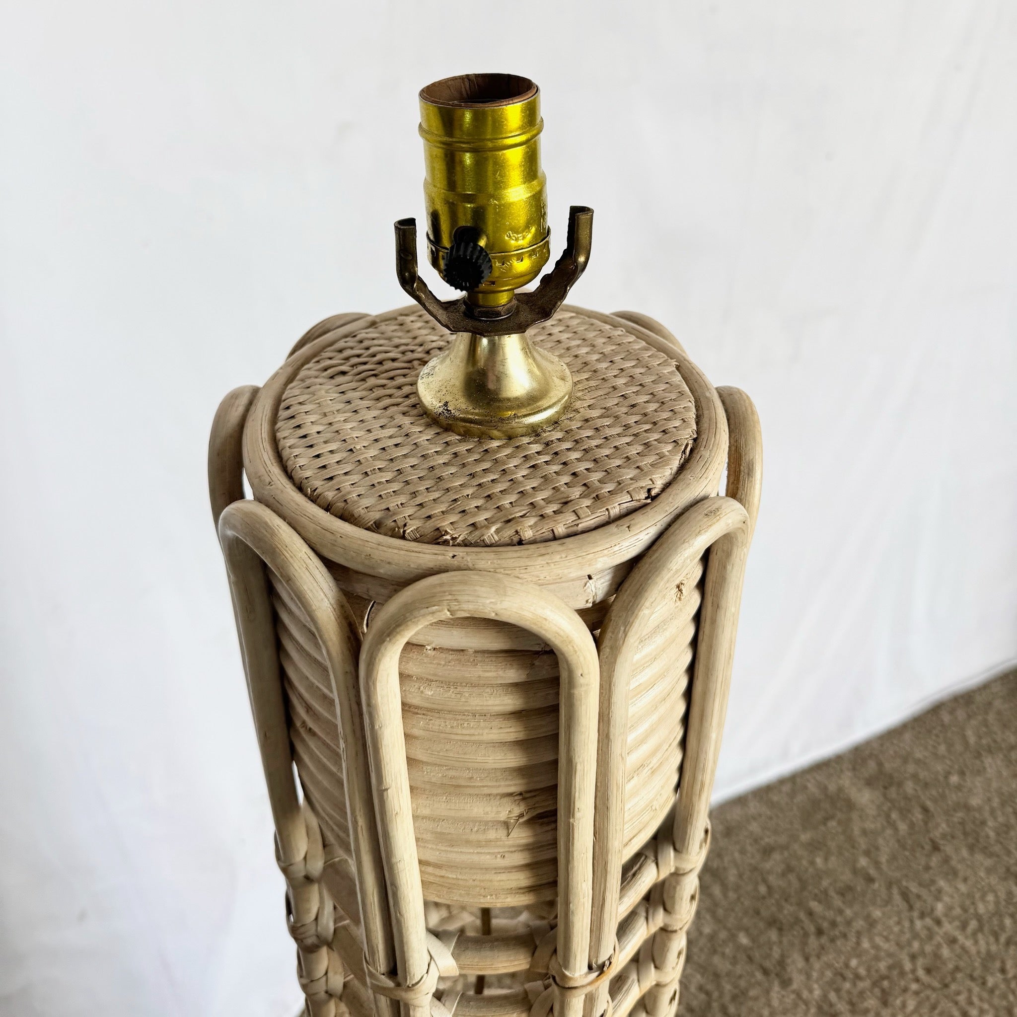 Boho Chic Gabriella Crespi Style Rattan Wicker Floor Lamp