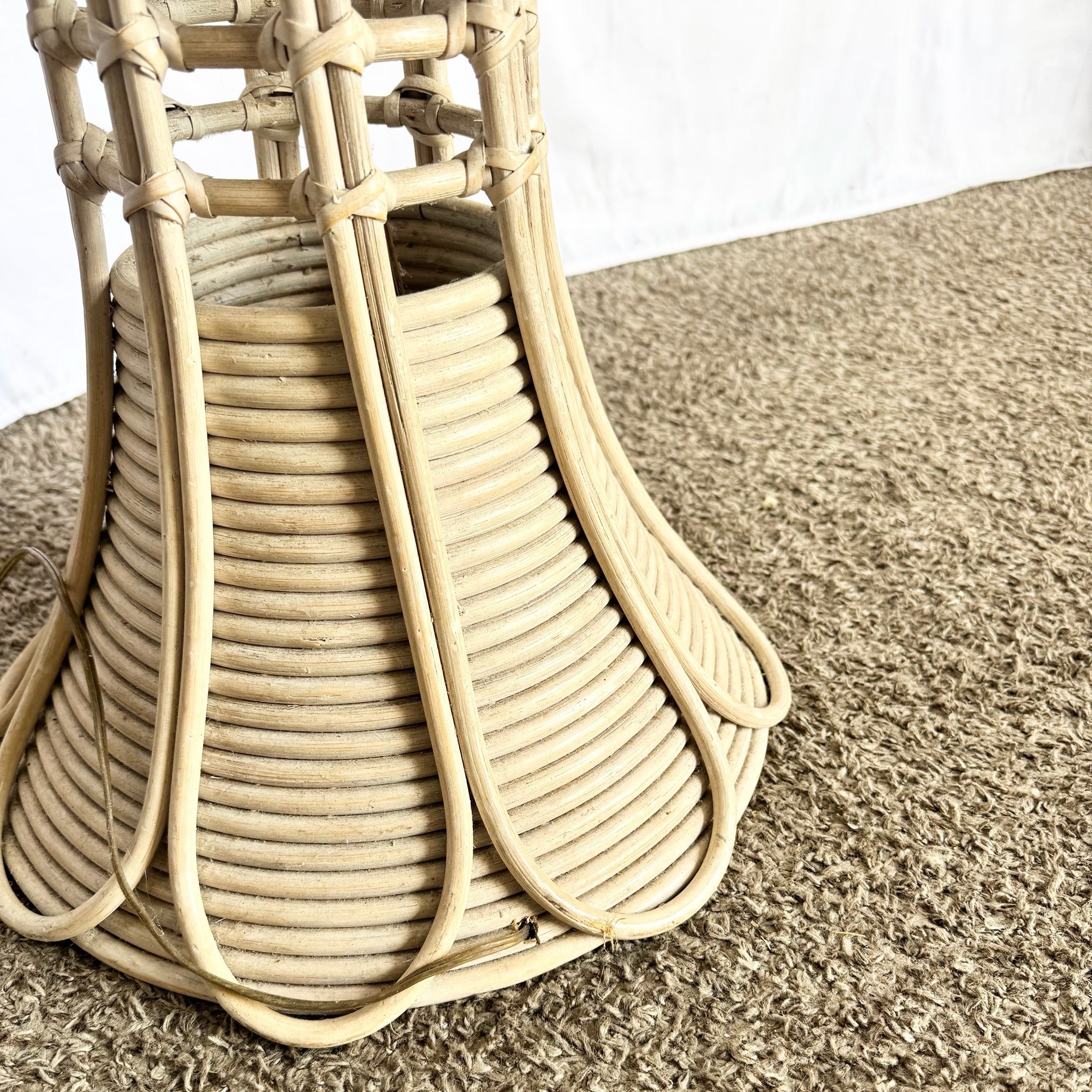 Boho Chic Gabriella Crespi Style Rattan Wicker Floor Lamp