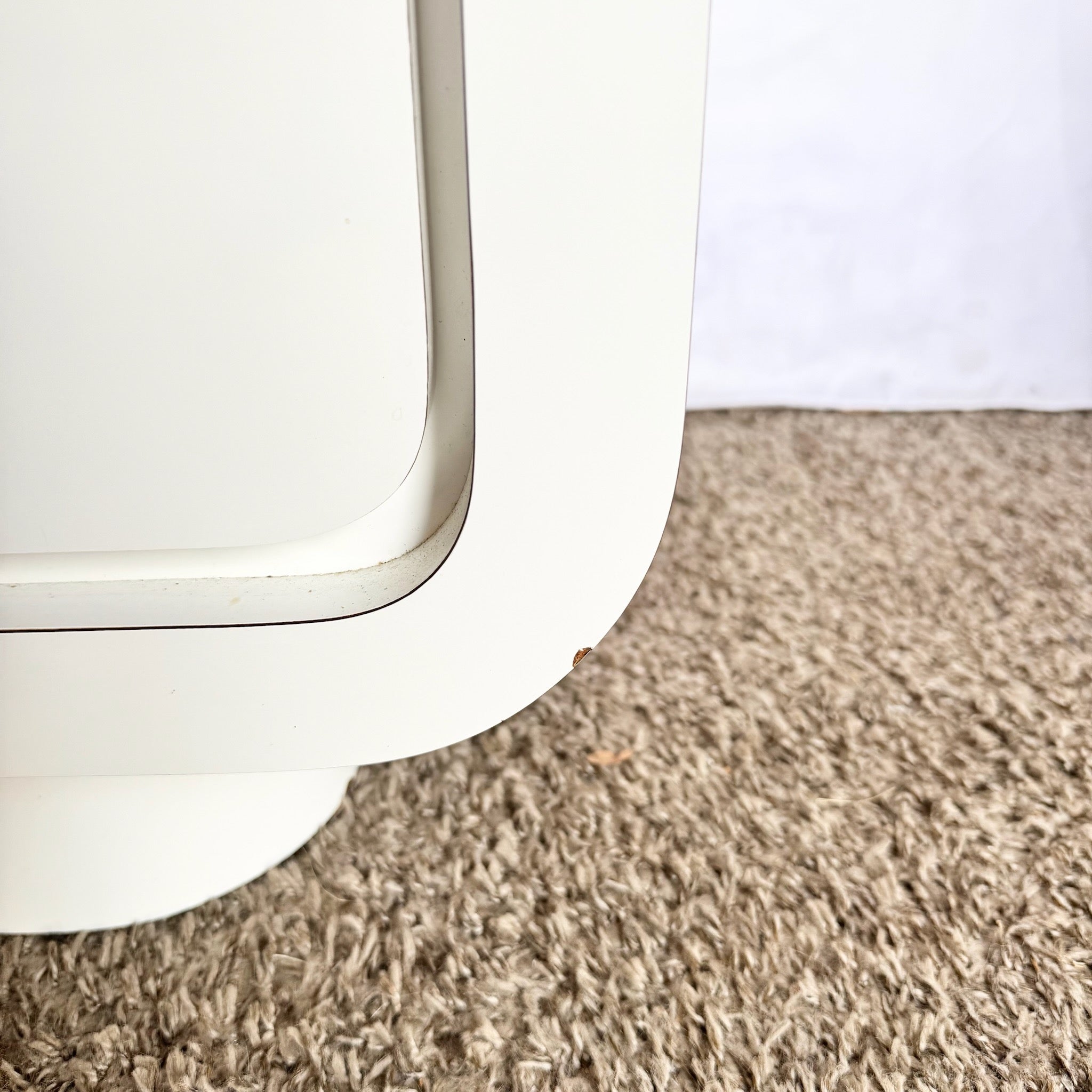 Postmodern White Lacquer Laminate Waterfall Nightstands