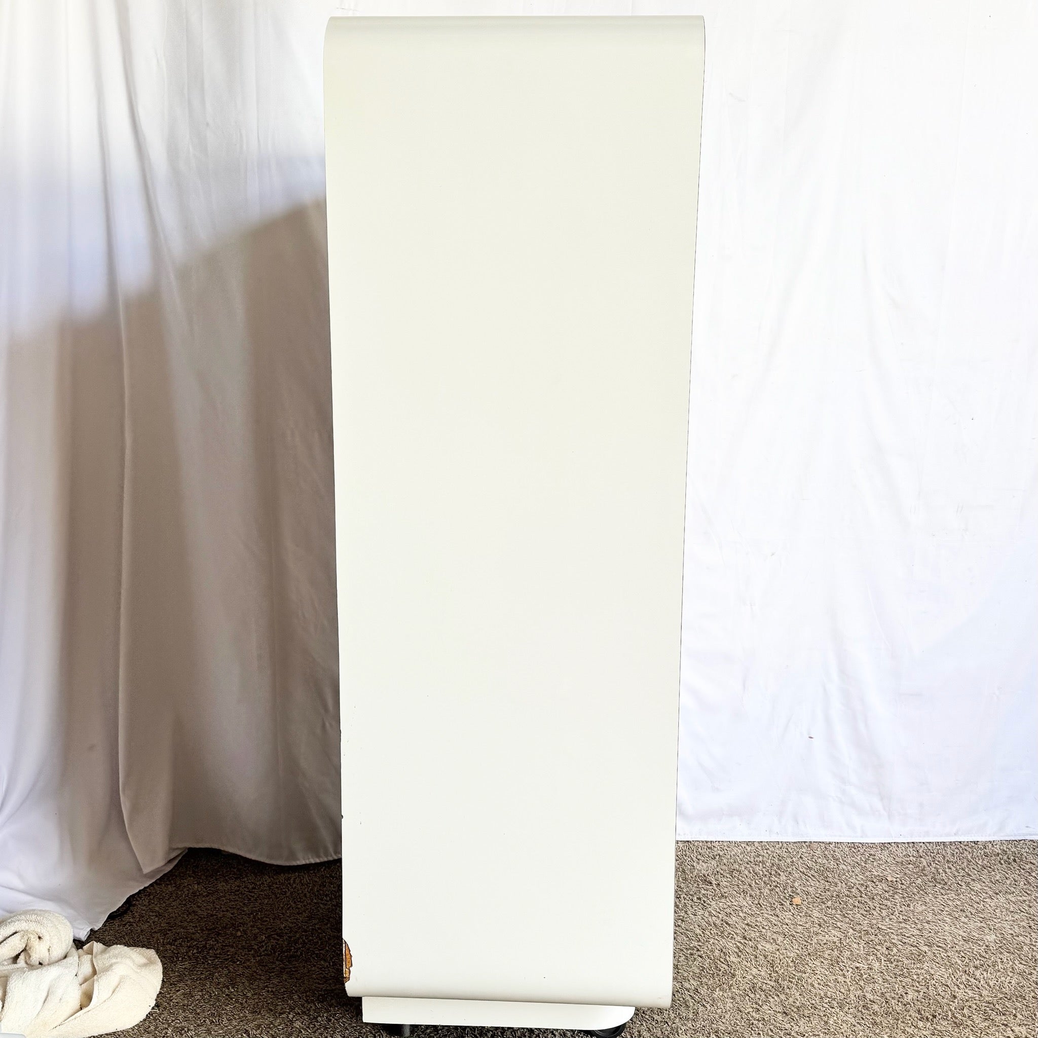 Postmodern White Lacquer Laminate Waterfall Armoire