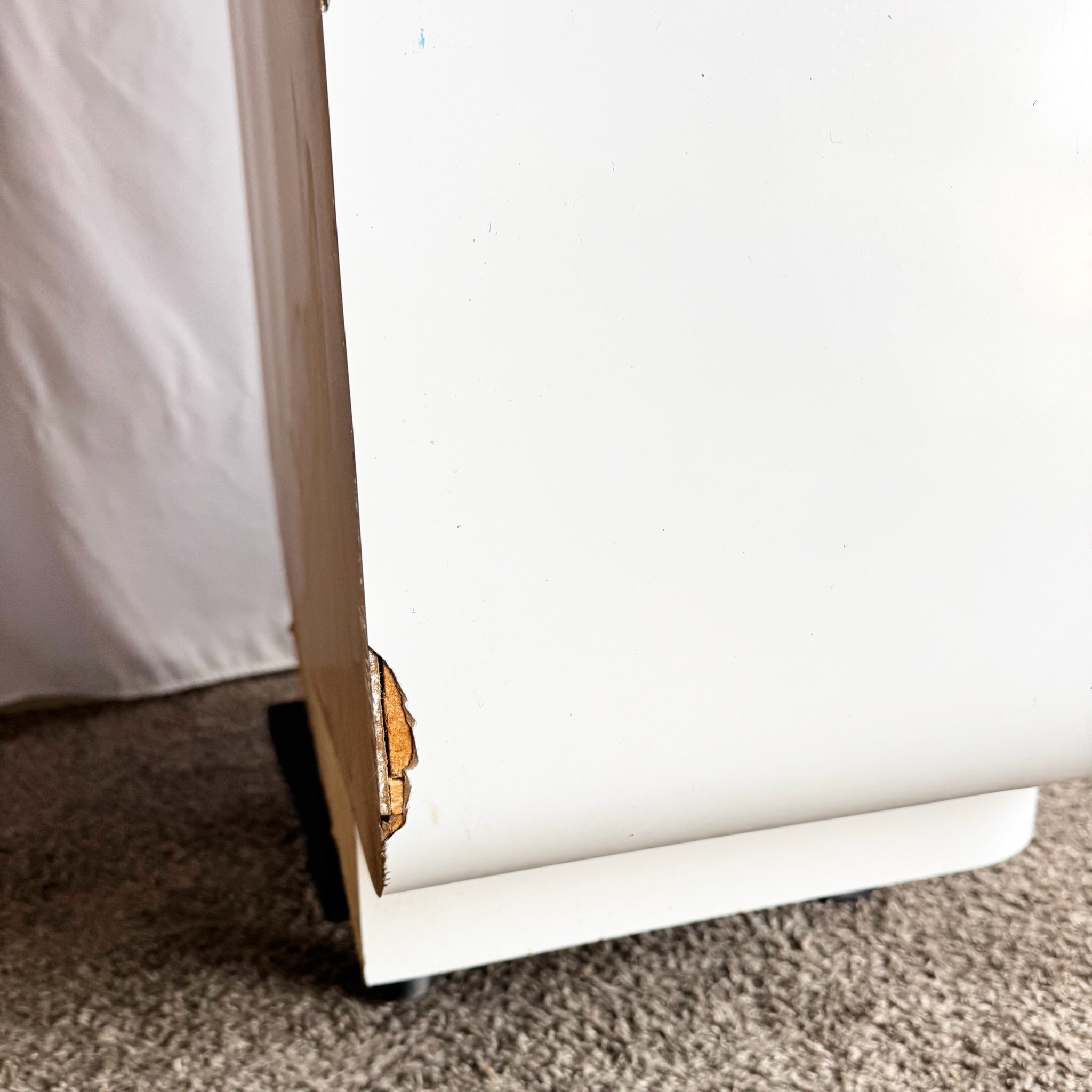 Postmodern White Lacquer Laminate Waterfall Armoire