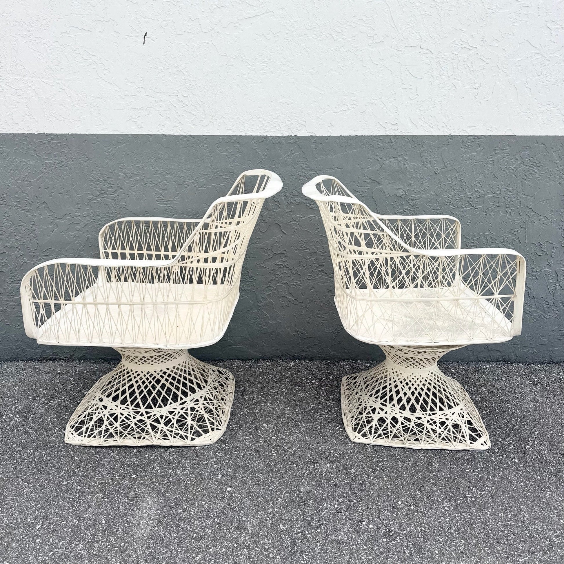 Mid Century Modern Spun Fiberglass Swivel Dining Arm Chairs - Set of 6 Dolphin & Flamingo
