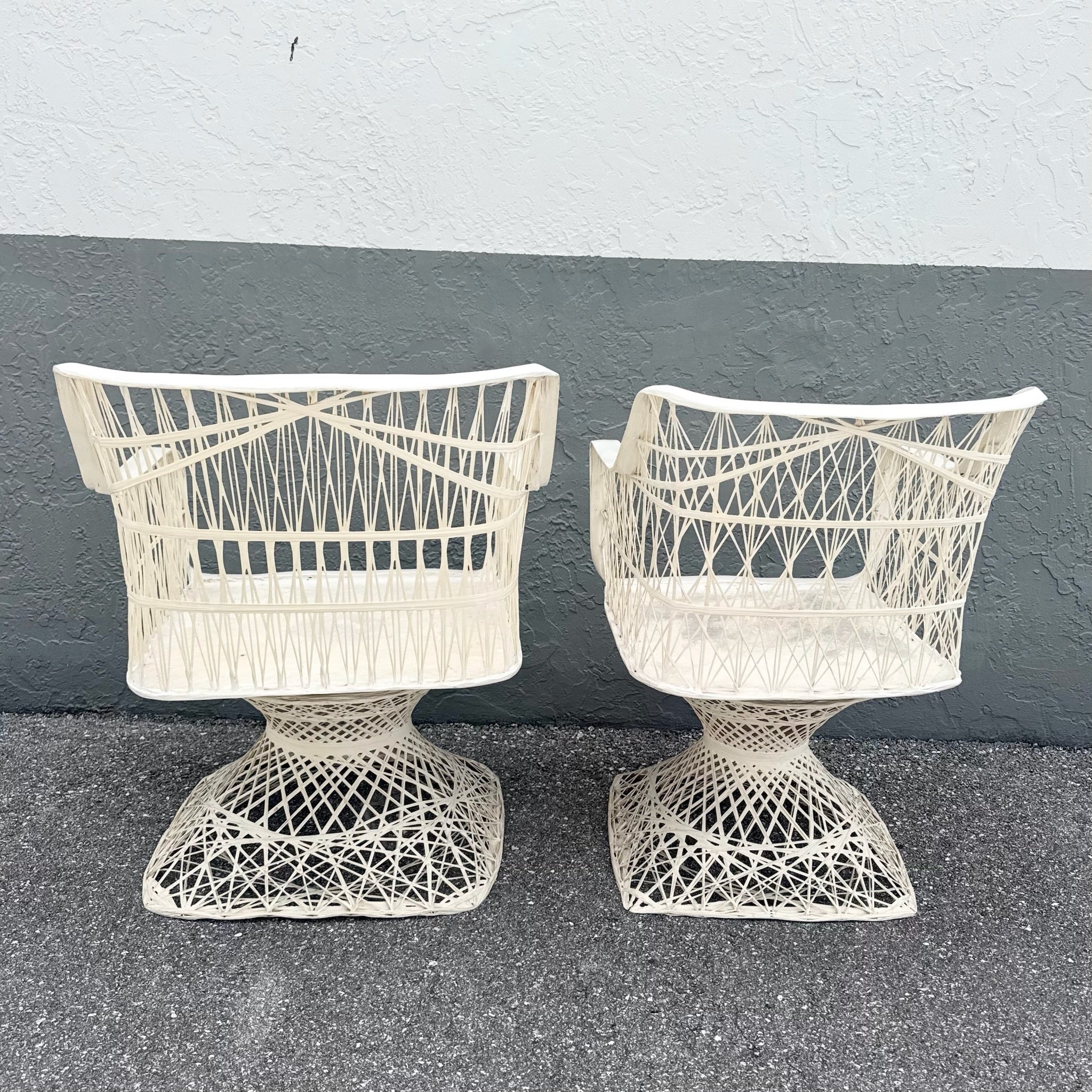 Mid Century Modern Spun Fiberglass Swivel Dining Arm Chairs - Set of 6 Dolphin & Flamingo
