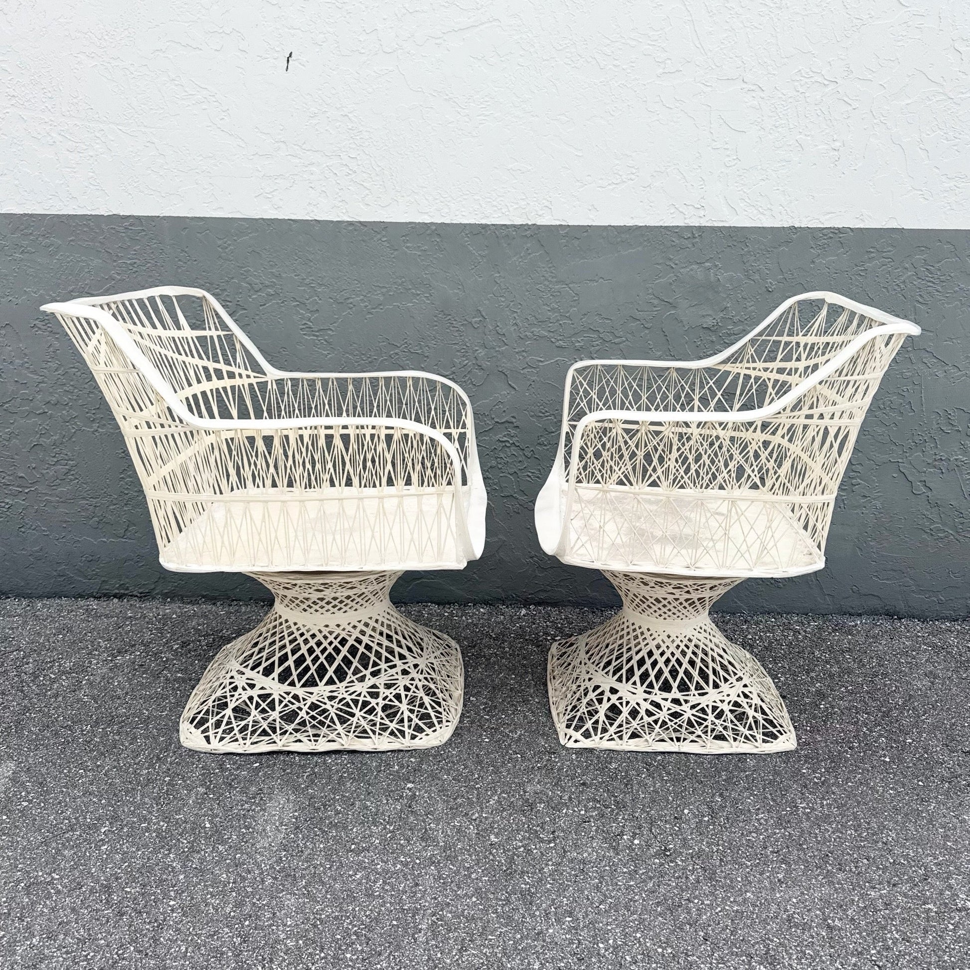 Mid Century Modern Spun Fiberglass Swivel Dining Arm Chairs - Set of 6 Dolphin & Flamingo