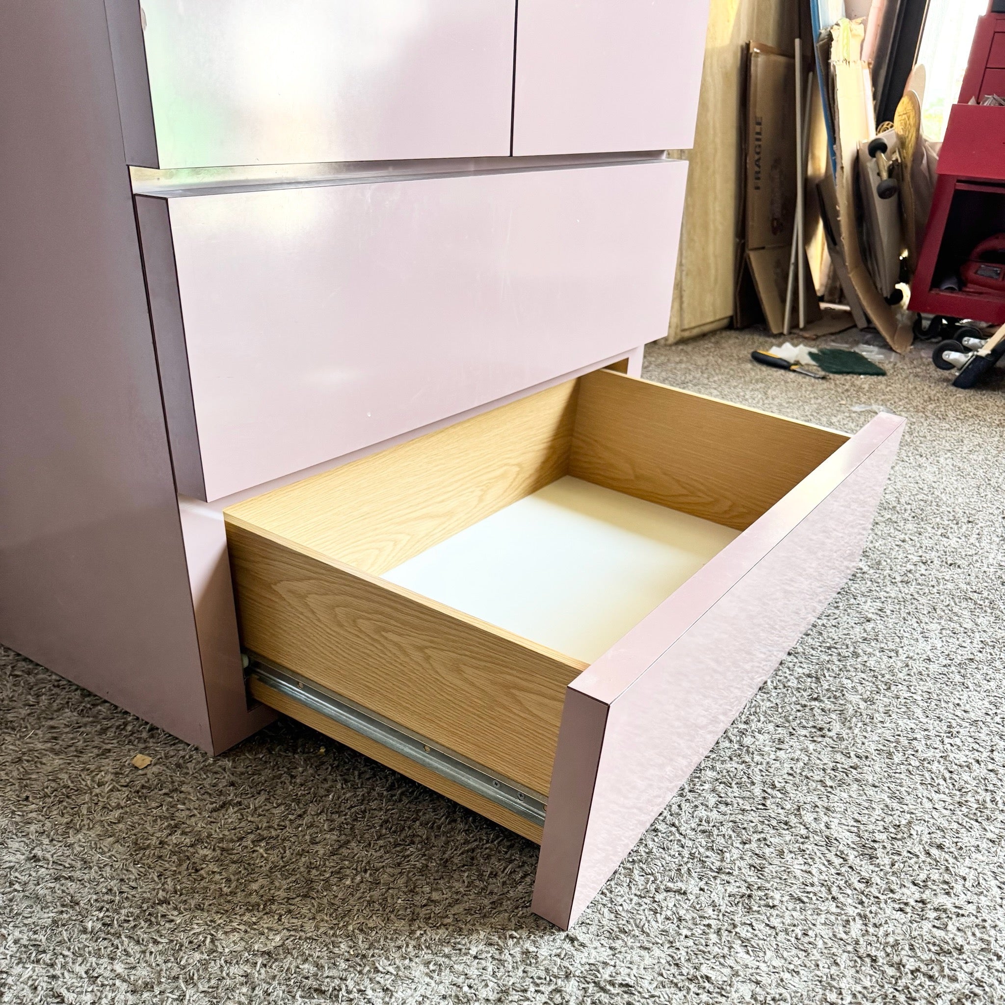 Postmodern Mauve Lacquer Laminate Armoire
