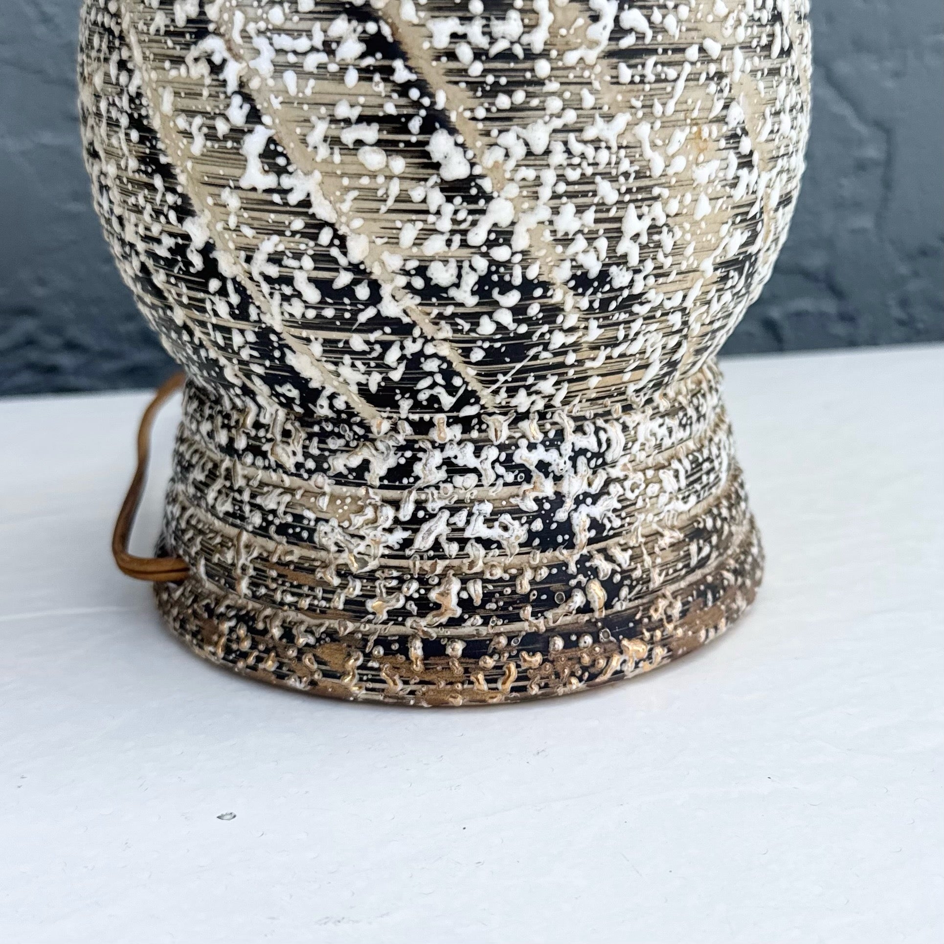 Mid Century Modern Splatter Glazed Swirl Table Lamps - A Pair Dolphin & Flamingo