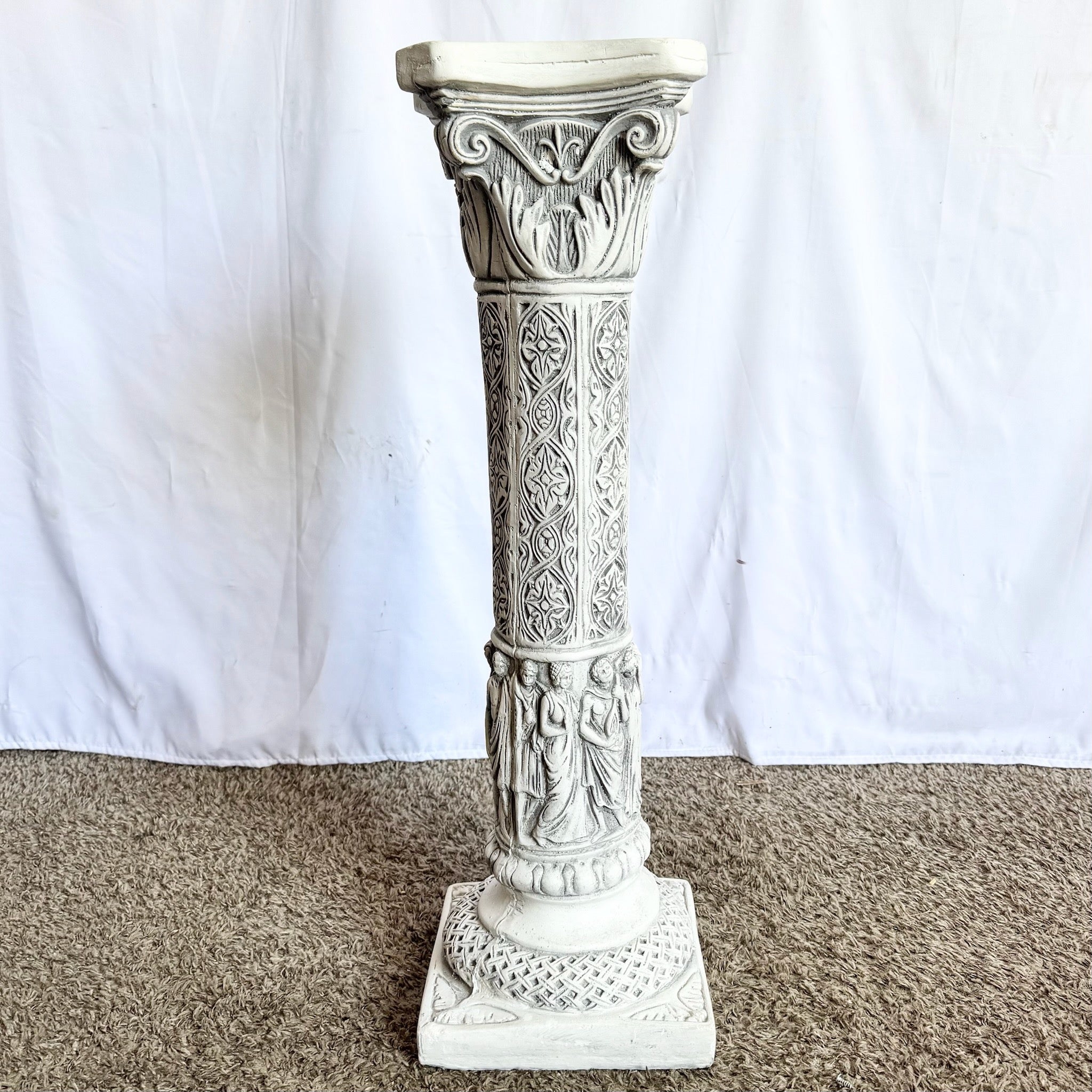 Vintage Casted Plaster “9 Muses” Pedestal