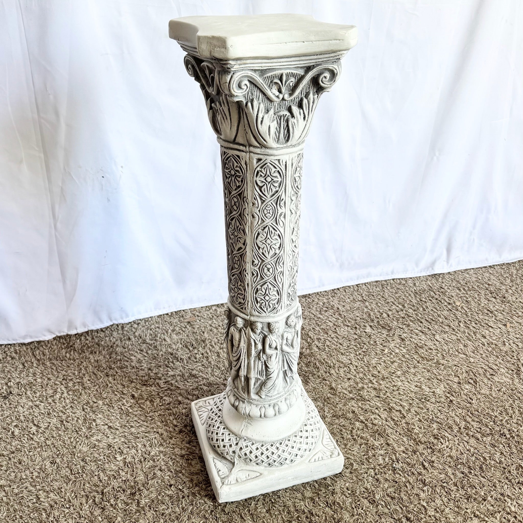 Vintage Casted Plaster “9 Muses” Pedestal
