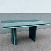 Postmodern Sky Blue and Faux Green Marble Laminate Dining Table Dolphin & Flamingo
