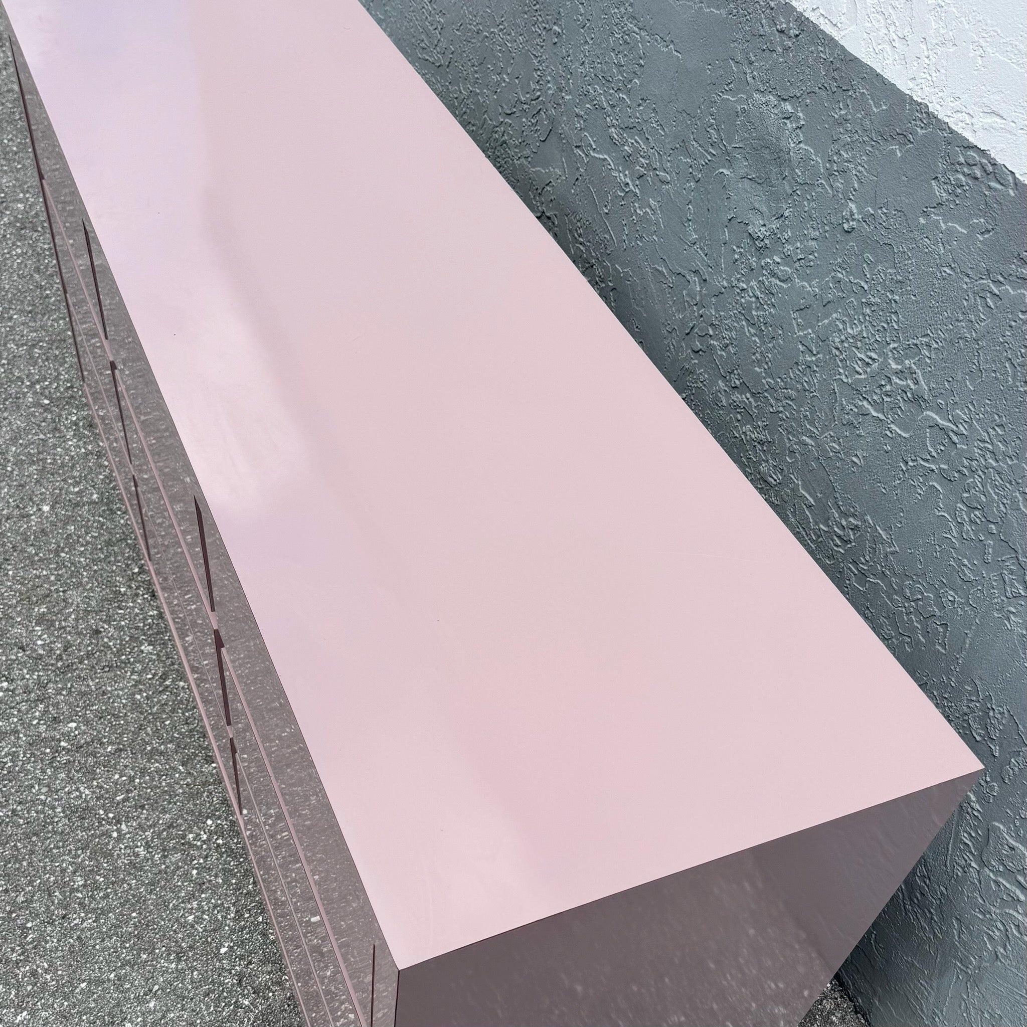 Postmodern Mauve Gloss Laminate Cubic Dresser Dolphin & Flamingo