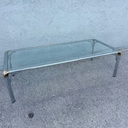 Hollywood Regency Golden Chrome Coffee Table Dolphin & Flamingo
