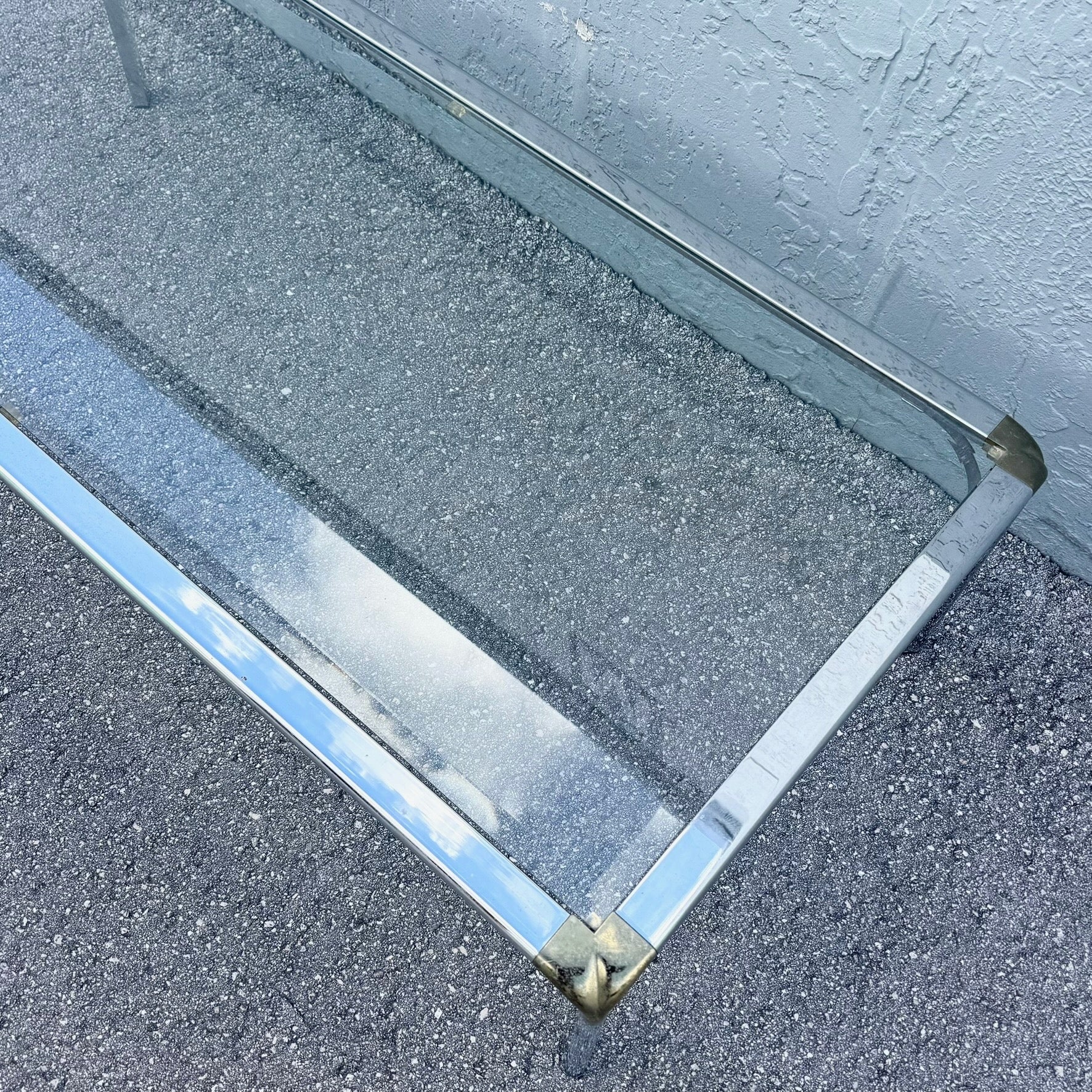 Hollywood Regency Golden Chrome Coffee Table Dolphin & Flamingo