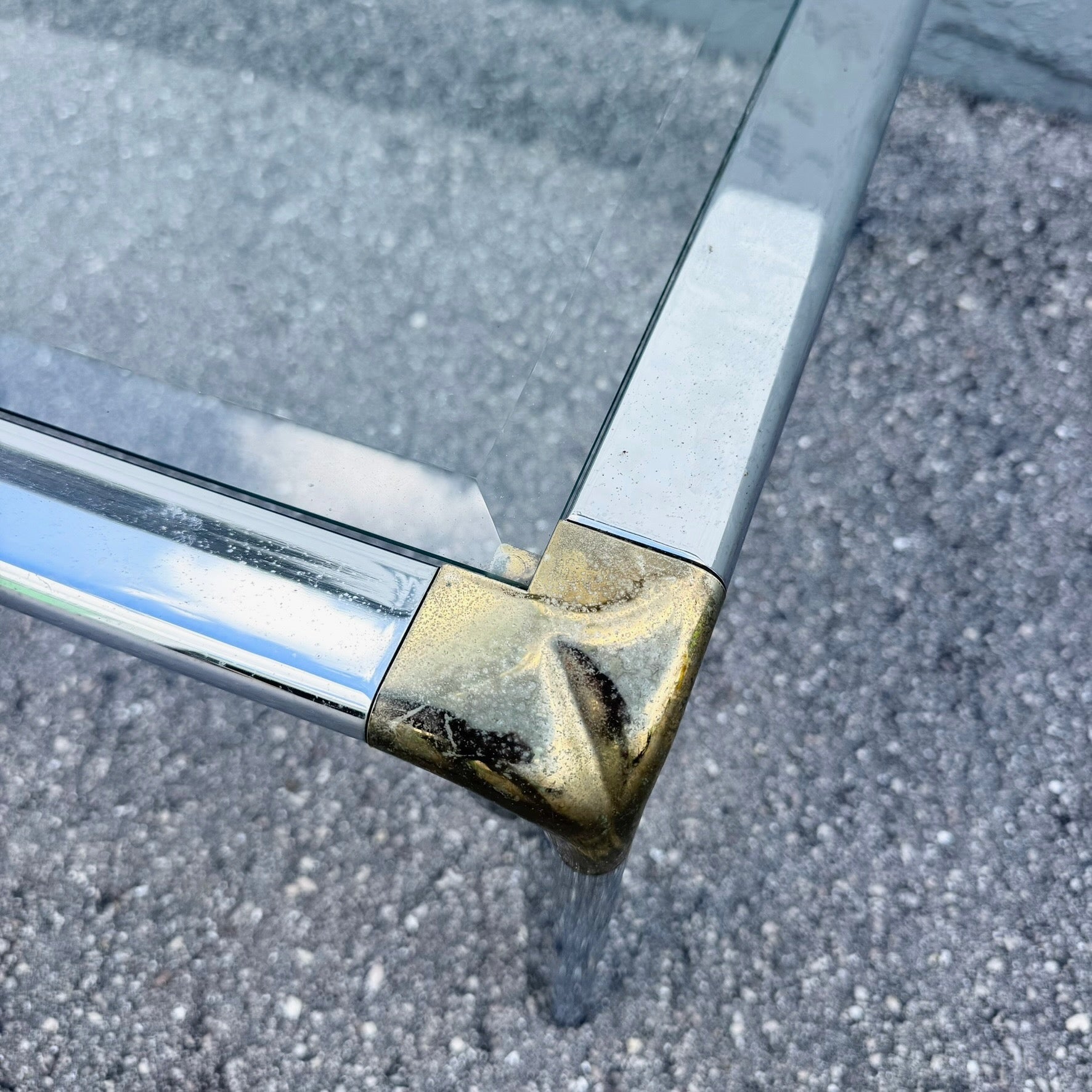 Hollywood Regency Golden Chrome Coffee Table Dolphin & Flamingo