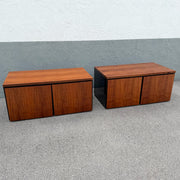 Vintage “Elan” Black Lacquered Koa Wood Cabinets by Henredon - A Pair Dolphin & Flamingo