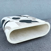 Postmodern Abstract Tessellated Stone Waterfall Coffee Table Dolphin & Flamingo