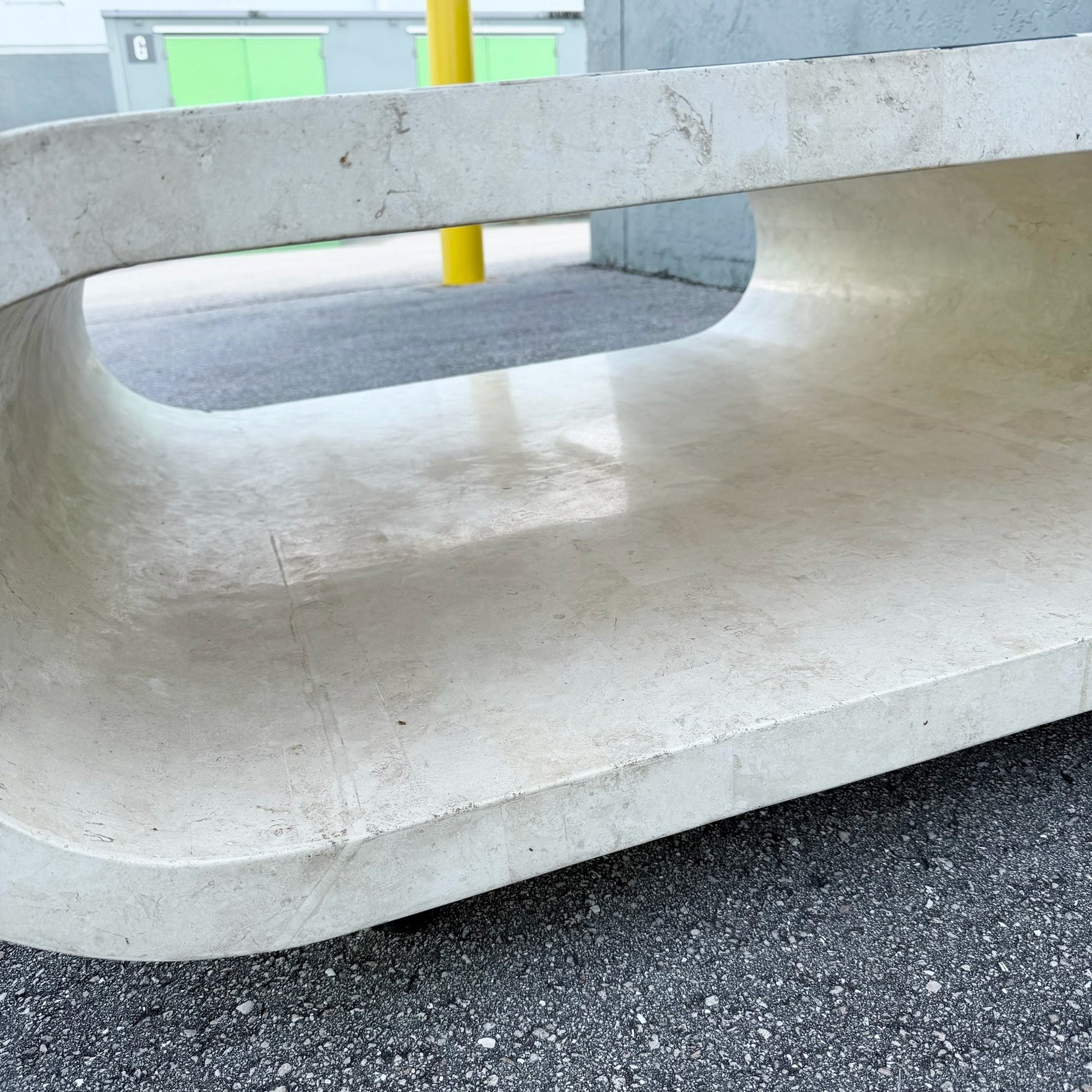 Postmodern Abstract Tessellated Stone Waterfall Coffee Table Dolphin & Flamingo