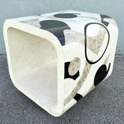 Postmodern Abstract Tessellated Stone Waterfall Side Table Dolphin & Flamingo