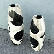 Postmodern Abstract Tessellated Stone Vases - Set of 2 Dolphin & Flamingo