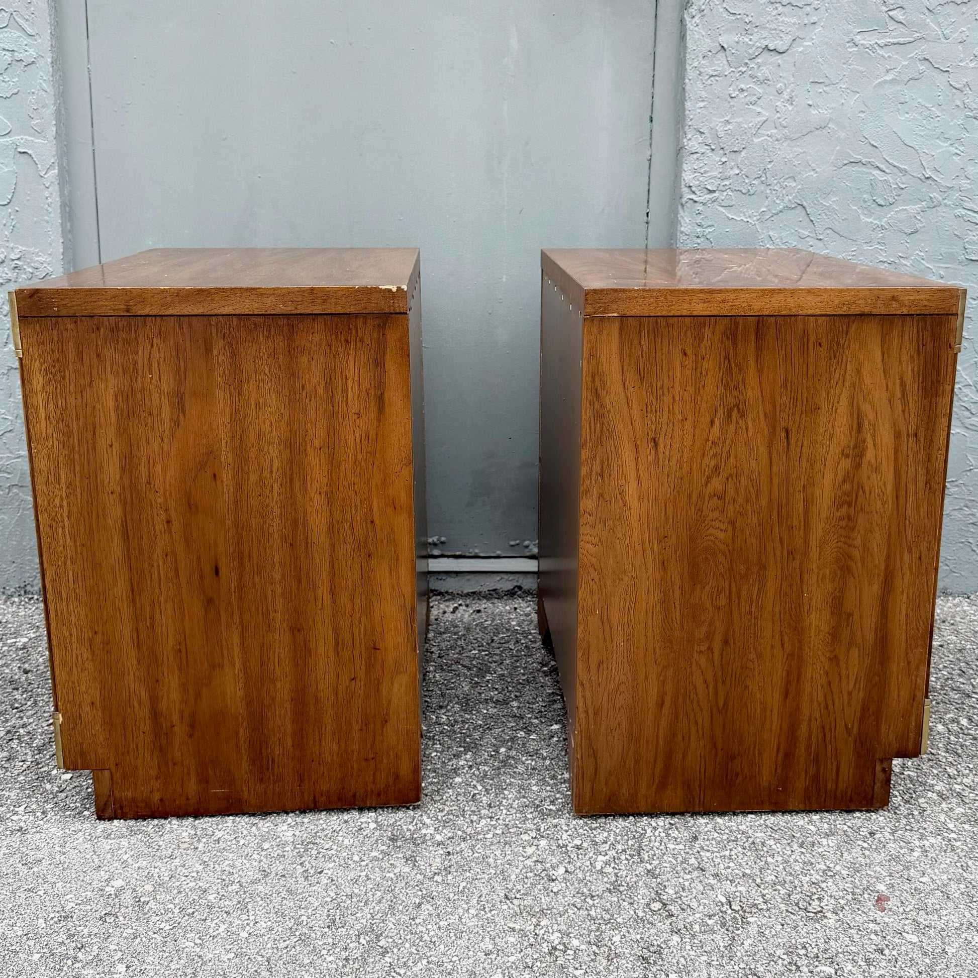 Vintage Campaign Huntley Nightstands by Thomasville Dolphin & Flamingo