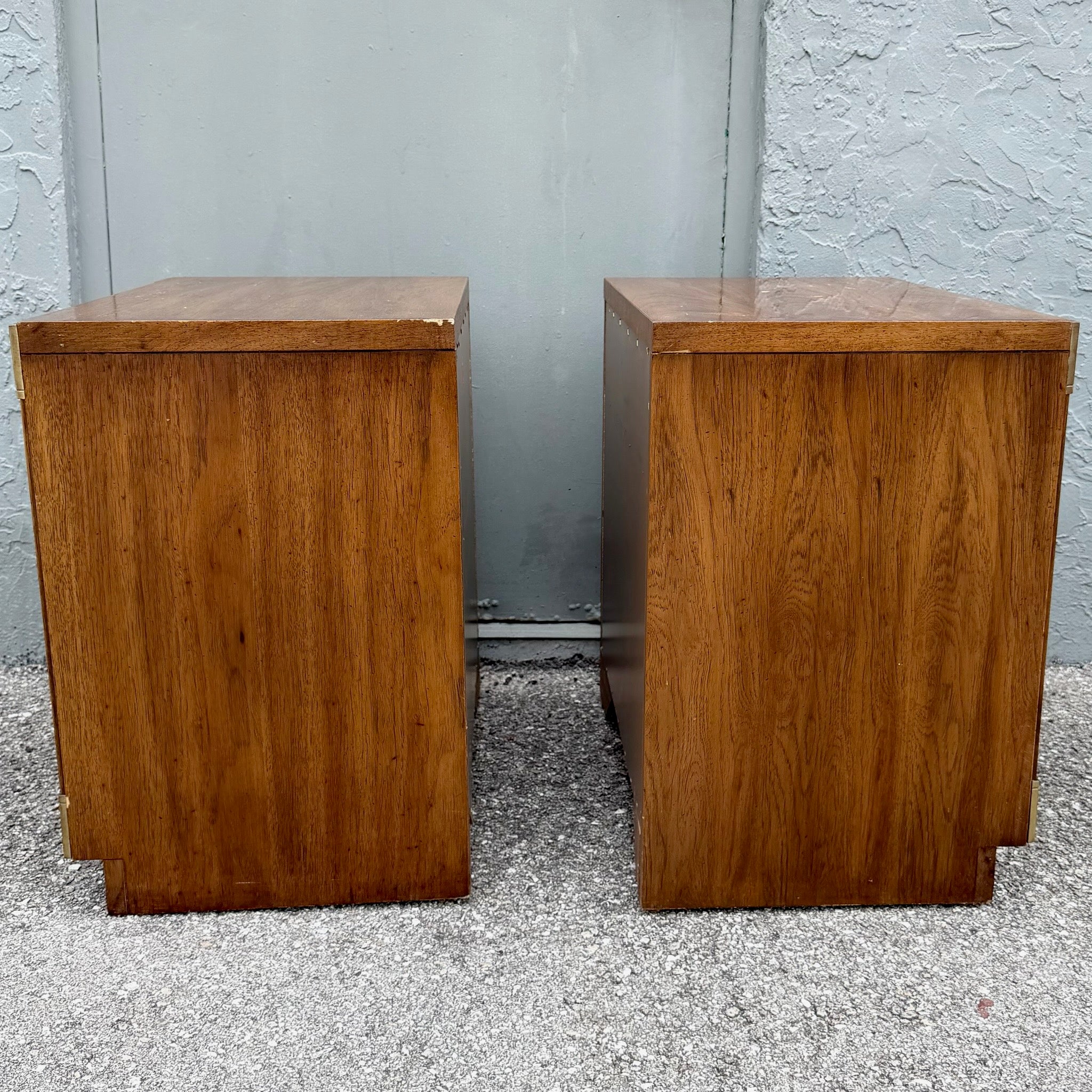 Vintage Campaign Huntley Nightstands by Thomasville Dolphin & Flamingo