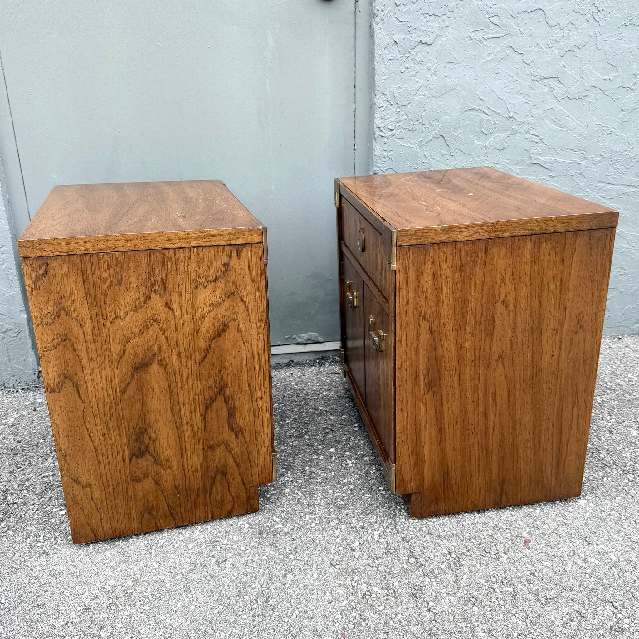 Vintage Campaign Huntley Nightstands by Thomasville Dolphin & Flamingo