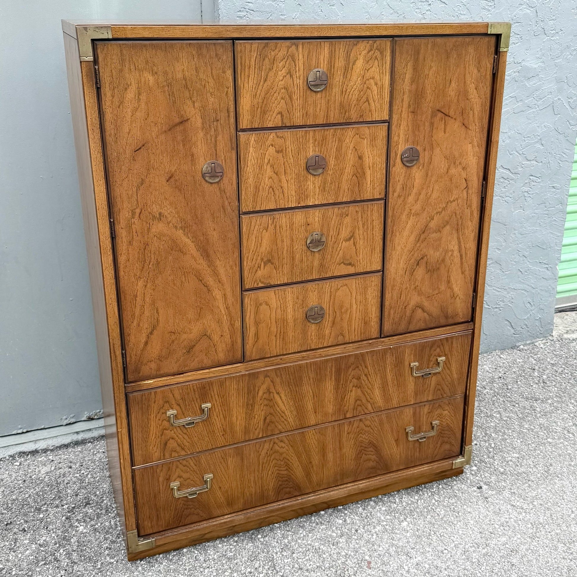 Vintage Huntley Campaign Highboy Dresser by Thomasville