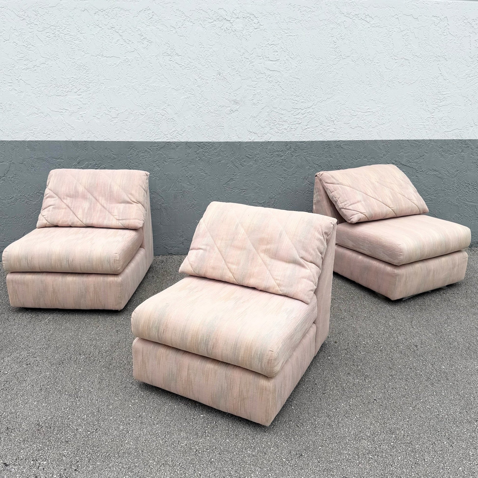 Postmodern Pink and Blue and Green Fabric Modular Sofa - 3 Pieces Dolphin & Flamingo