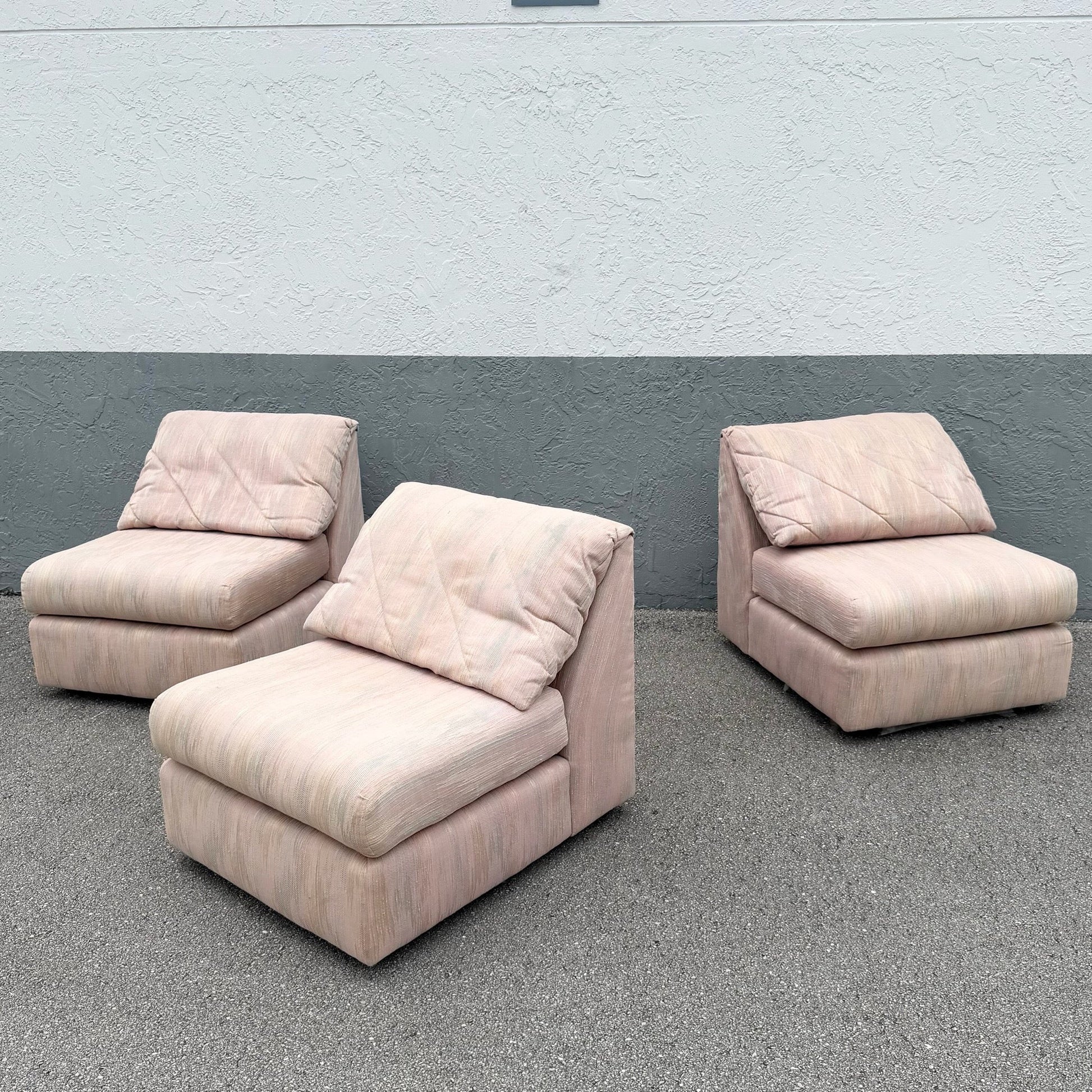Postmodern Pink and Blue and Green Fabric Modular Sofa - 3 Pieces Dolphin & Flamingo