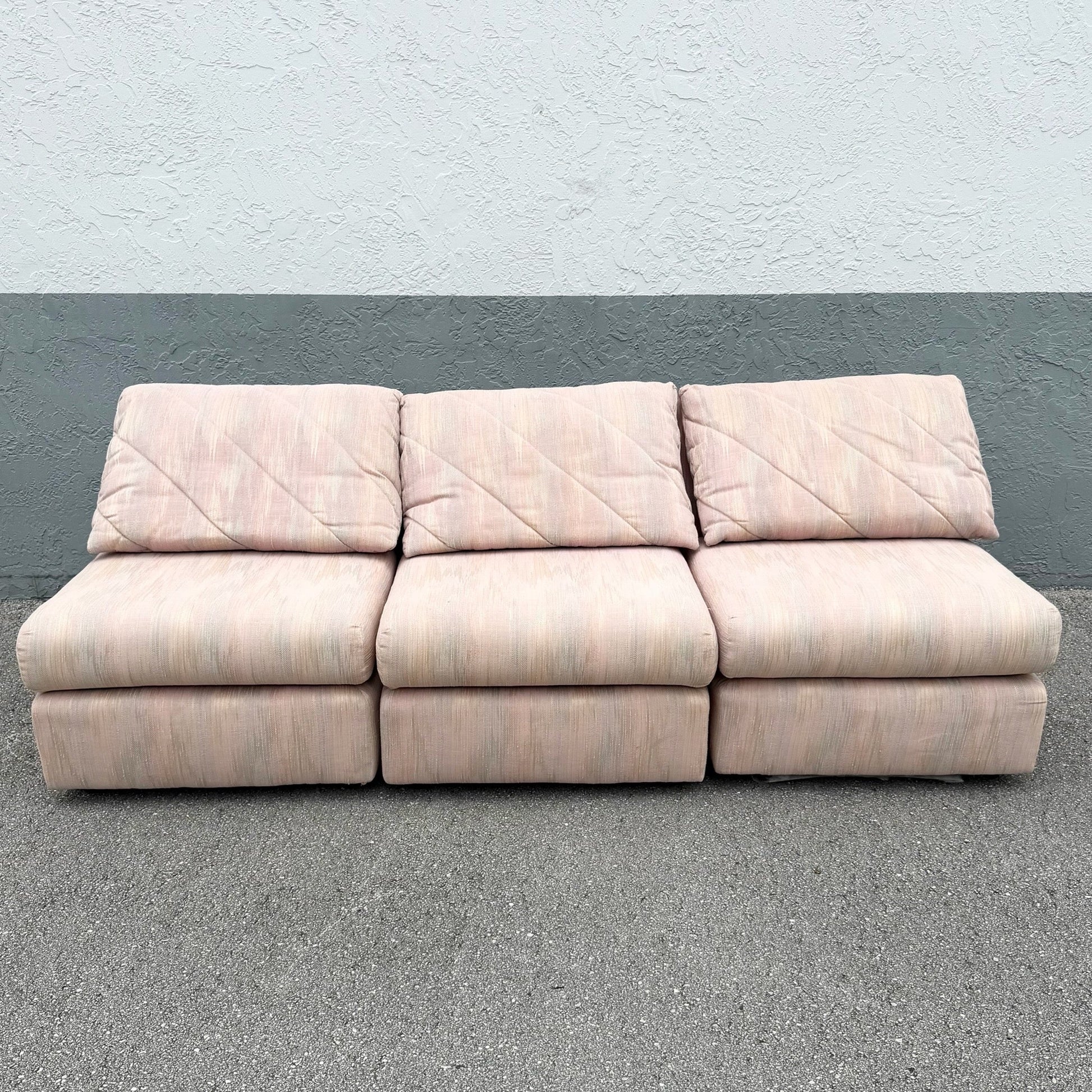 Postmodern Pink and Blue and Green Fabric Modular Sofa - 3 Pieces Dolphin & Flamingo
