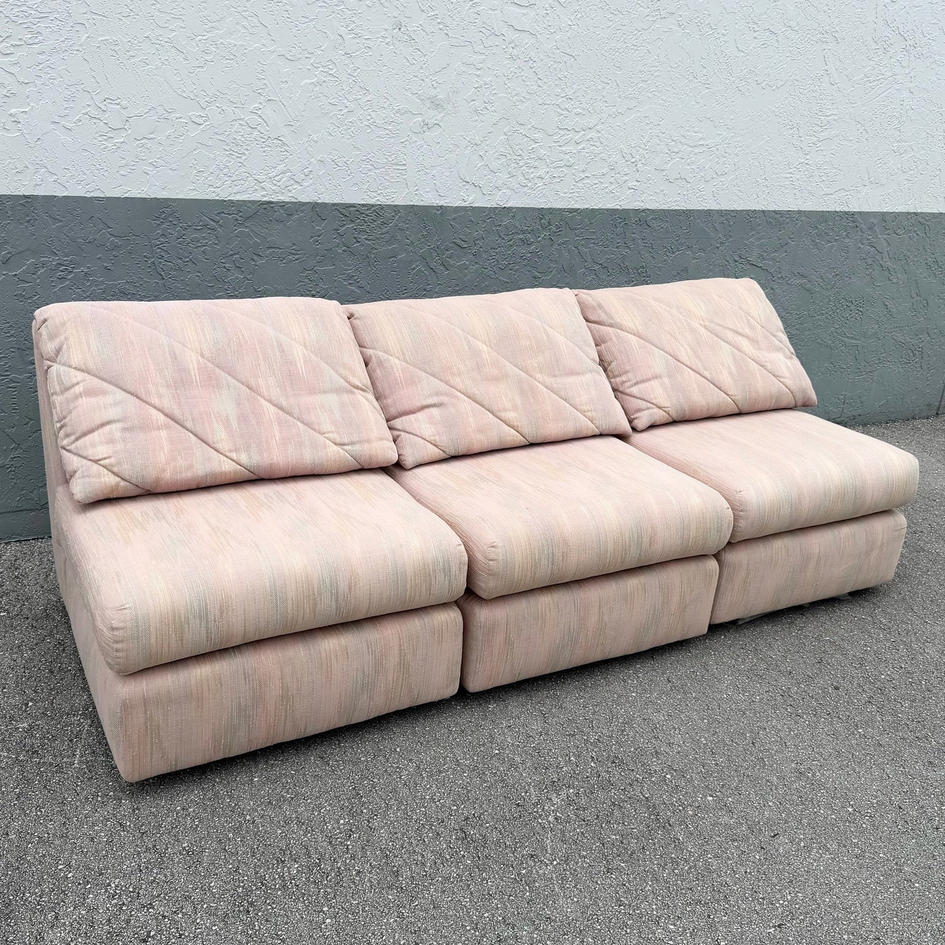 Postmodern Pink and Blue and Green Fabric Modular Sofa - 3 Pieces Dolphin & Flamingo