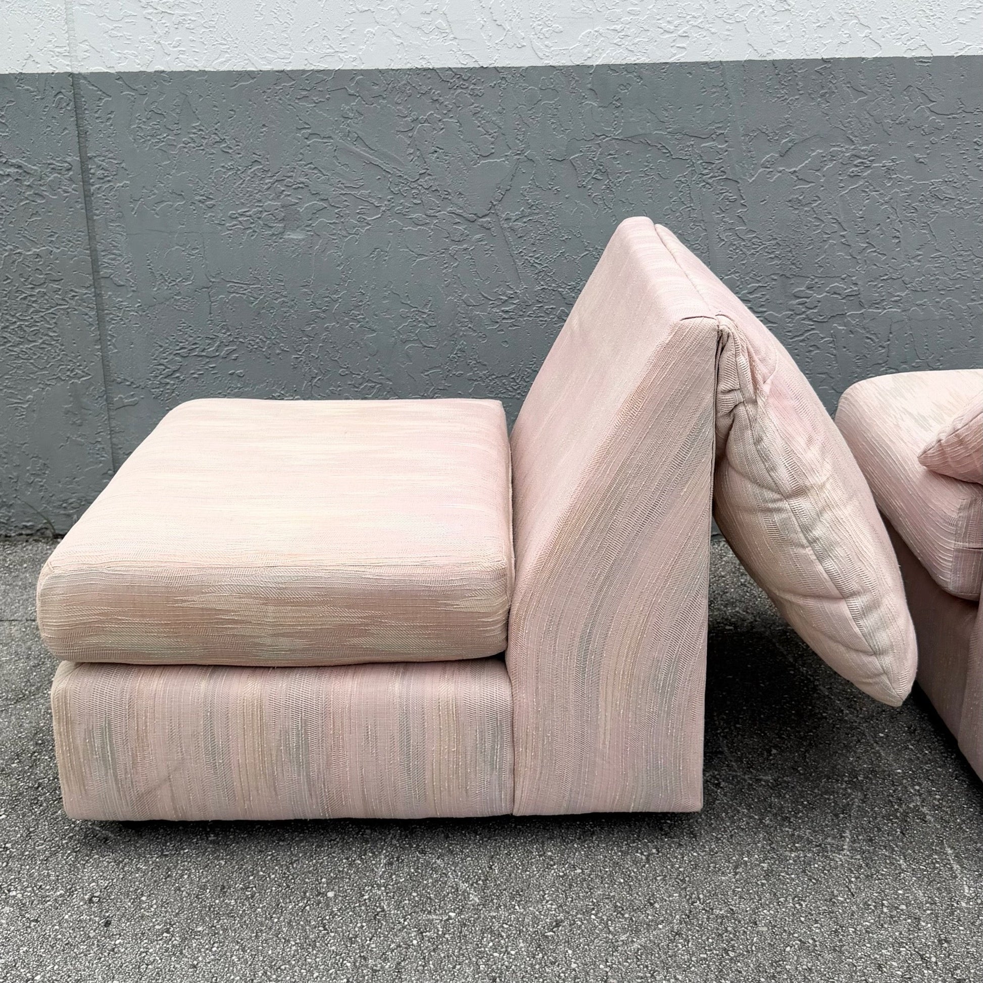Postmodern Pink and Blue and Green Fabric Modular Sofa - 3 Pieces Dolphin & Flamingo