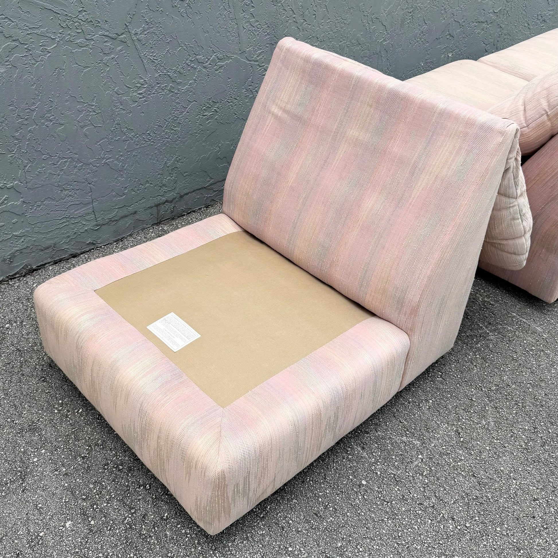 Postmodern Pink and Blue and Green Fabric Modular Sofa - 3 Pieces Dolphin & Flamingo