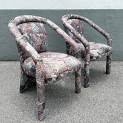 Vintage Postmodern. Purple Pink and Blue Arm Chairs - A Pair Dolphin & Flamingo
