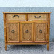 Boho Chic Faux Bamboo and Wicker Sideboard by Broyhill Dolphin & Flamingo
