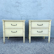 Vintage Coastal Faux Bamboo Bali Hai Nightstands by Henry Link - A Pair Dolphin & Flamingo