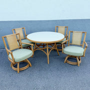 Boho Chic Rattan and Cane Dining Set - 5 Pieces Dolphin & Flamingo