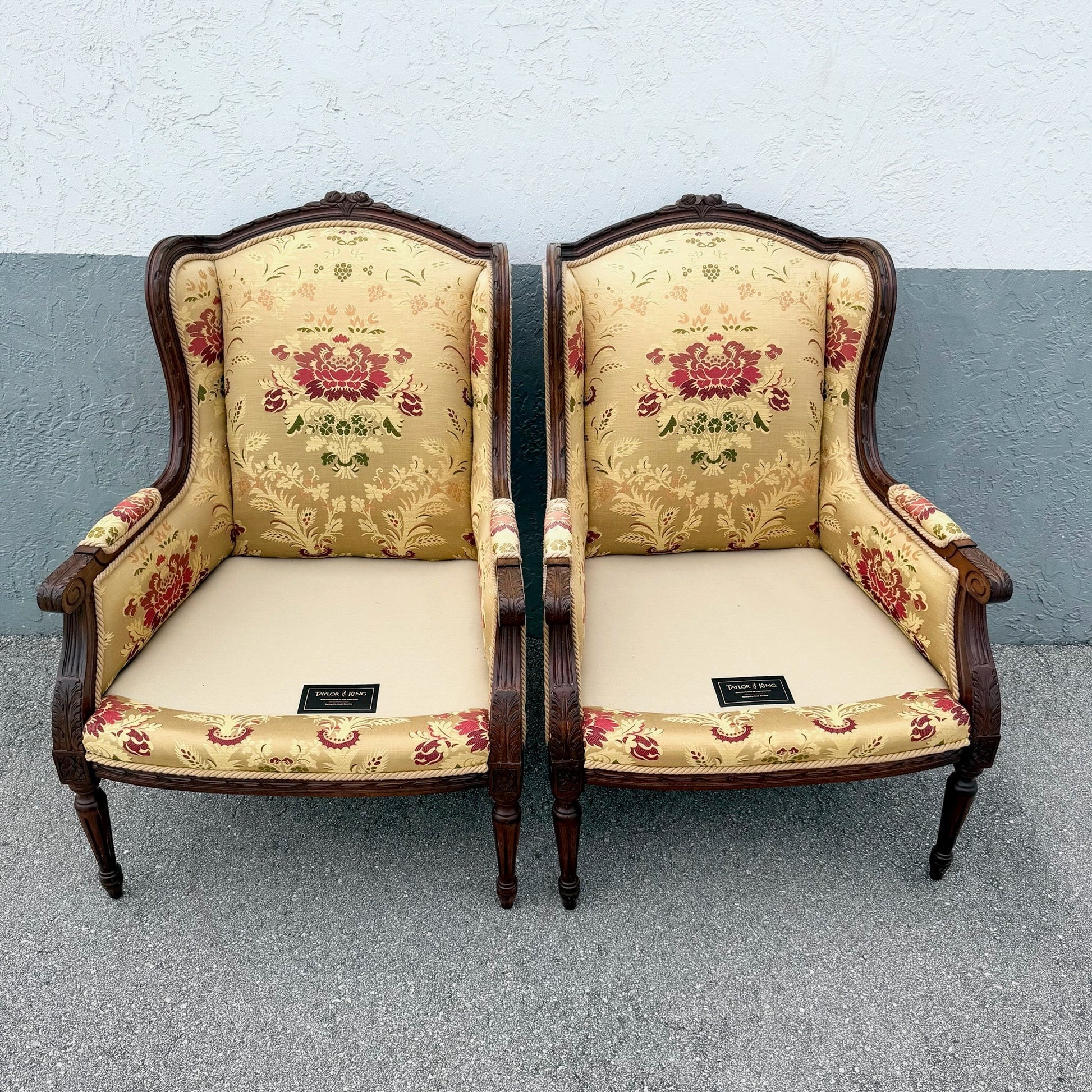French Provincial Roped Lounge Chairs by Taylor King - A Pair Dolphin & Flamingo