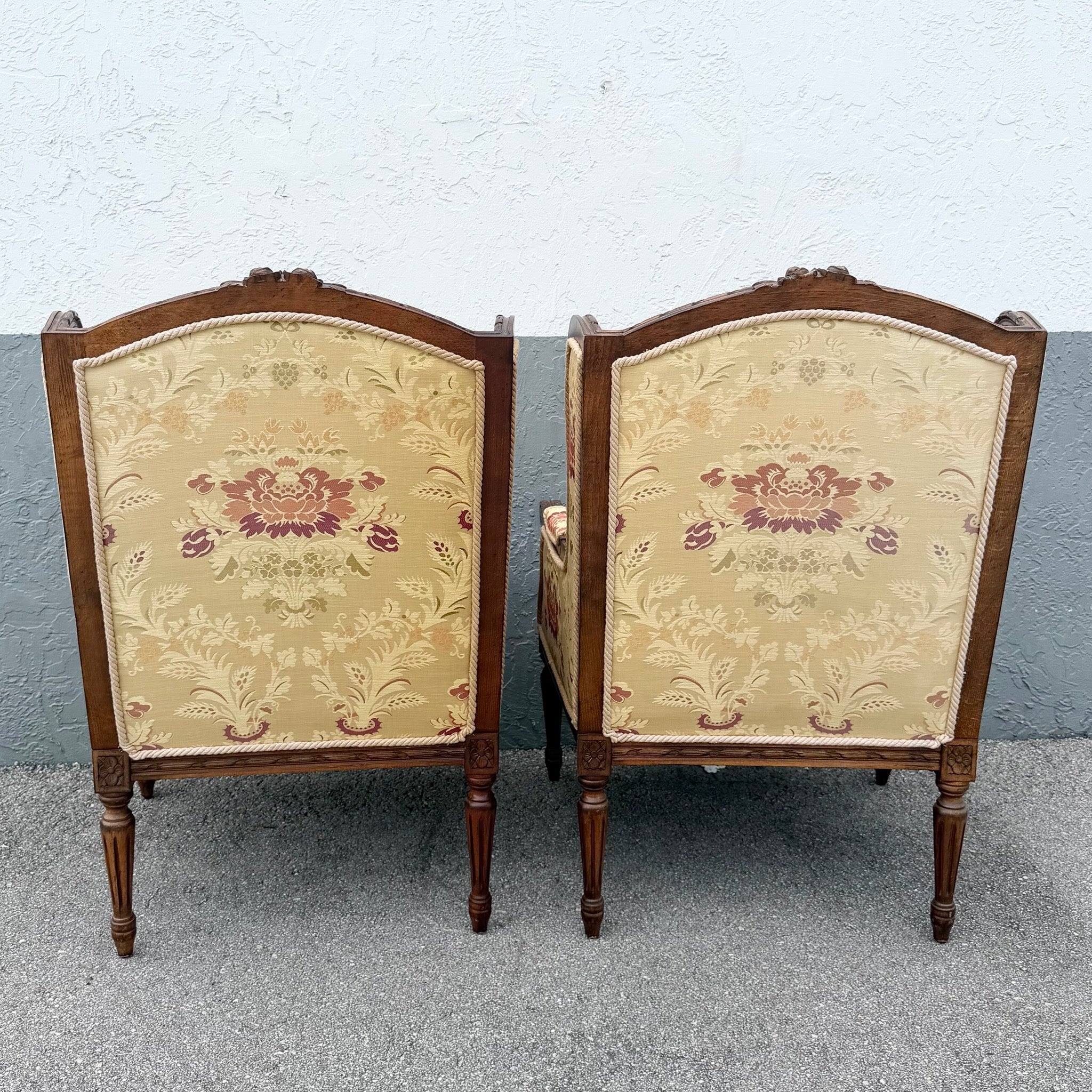 French Provincial Roped Lounge Chairs by Taylor King - A Pair Dolphin & Flamingo