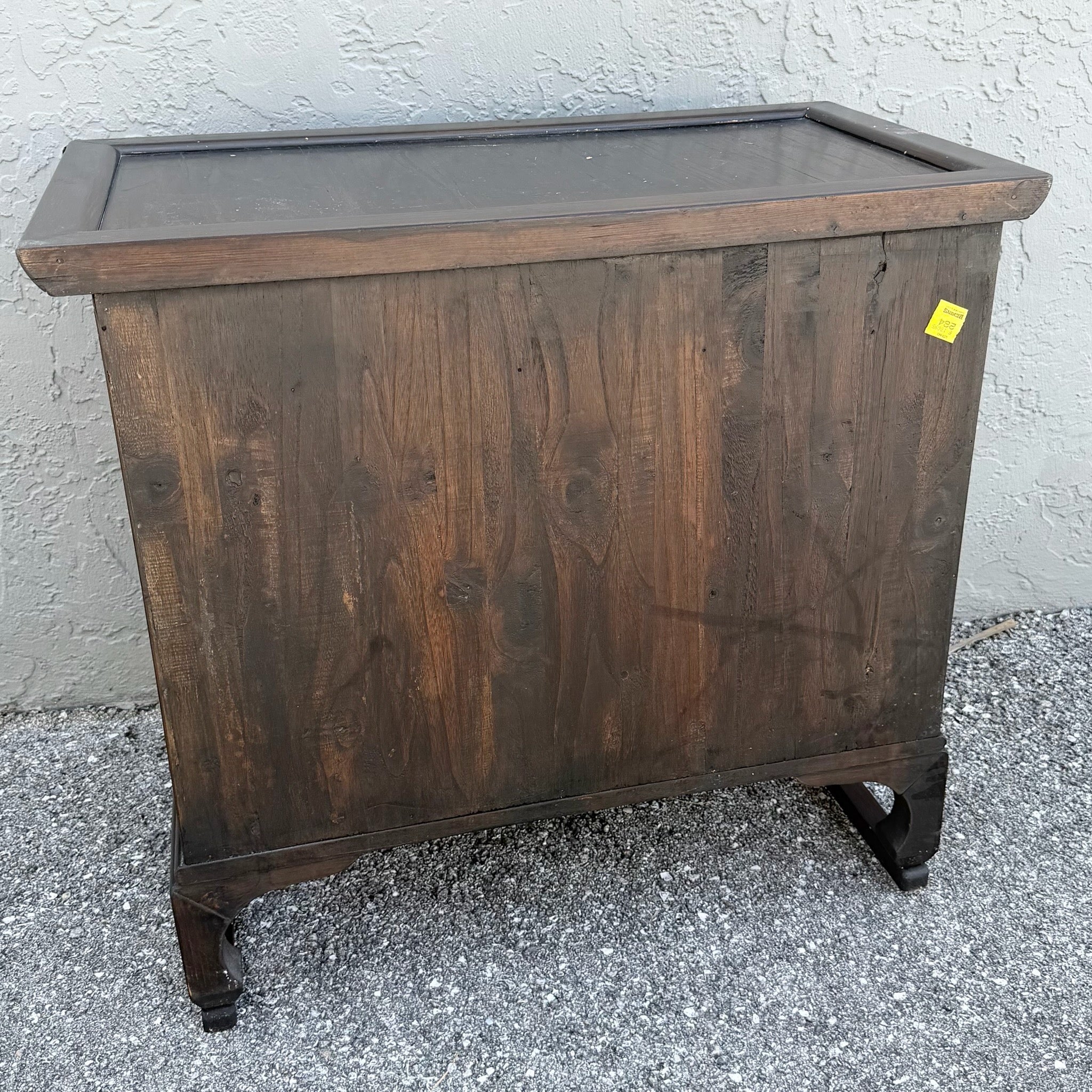 Vintage Chinese Tansu Style Wooden Cabinet Dolphin & Flamingo