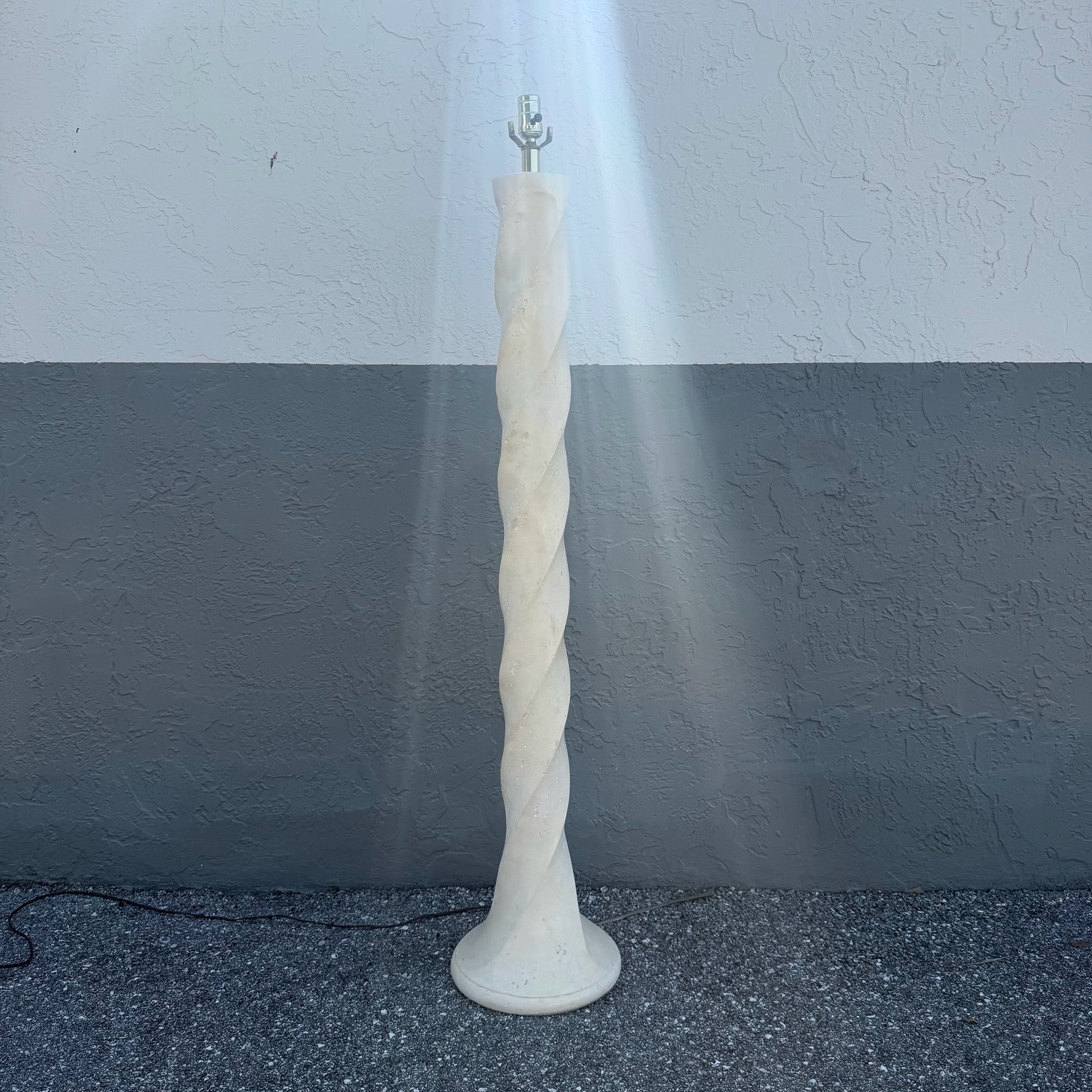 Late 20th Century Postmodern Cream Twisted Plaster Floor Lamp Dolphin & Flamingo