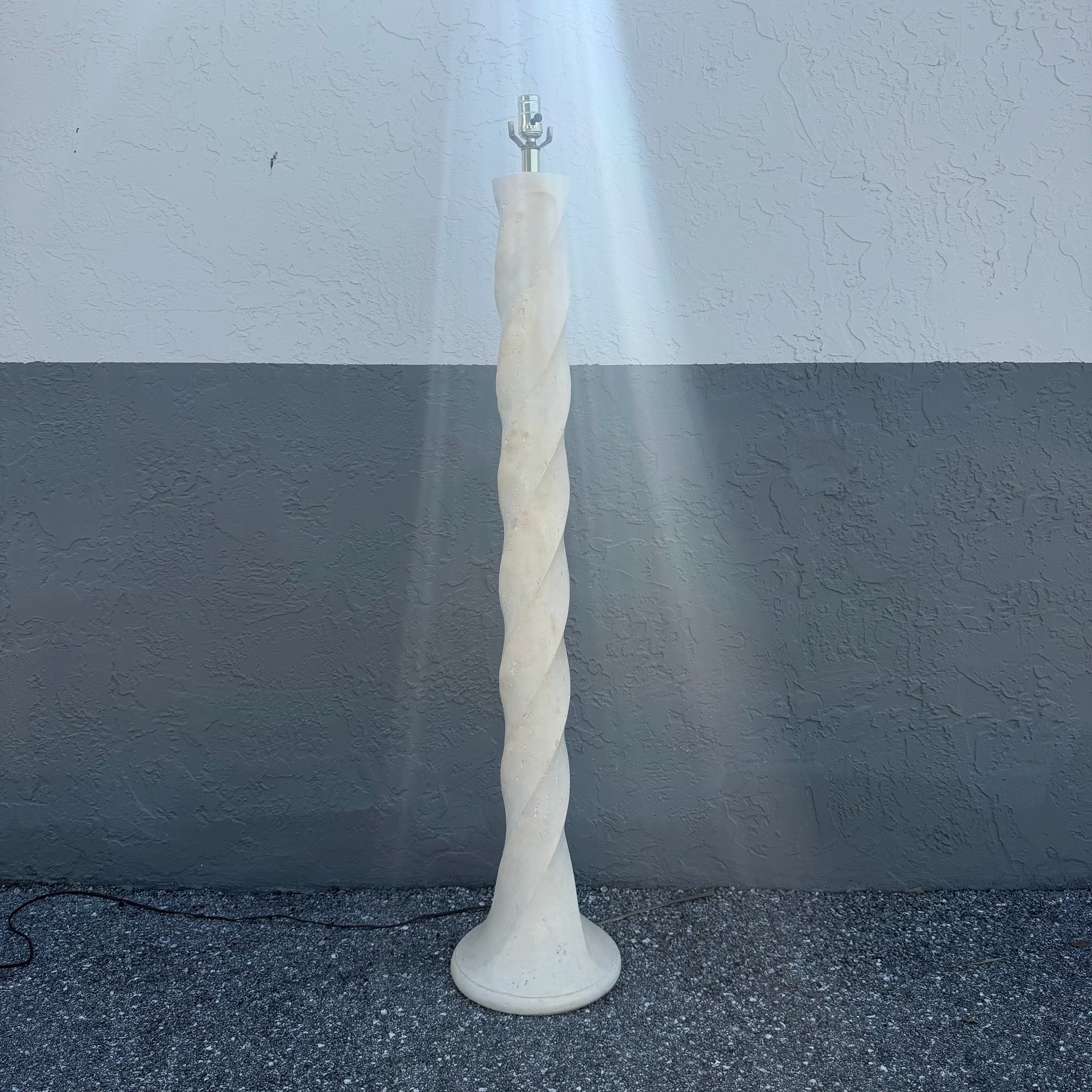 Late 20th Century Postmodern Cream Twisted Plaster Floor Lamp Dolphin & Flamingo