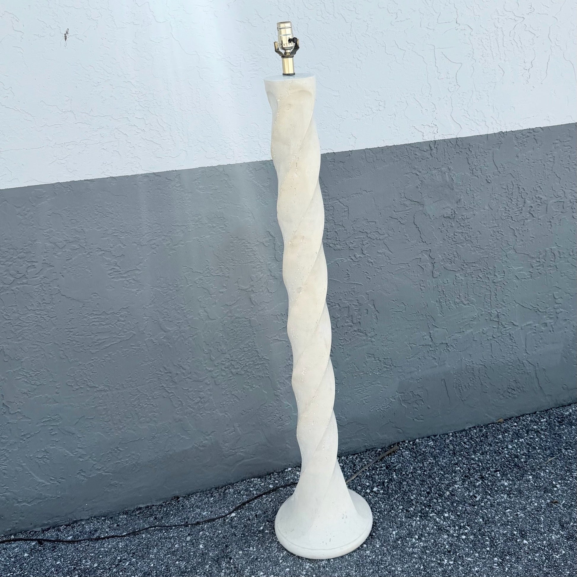 Late 20th Century Postmodern Cream Twisted Plaster Floor Lamp Dolphin & Flamingo