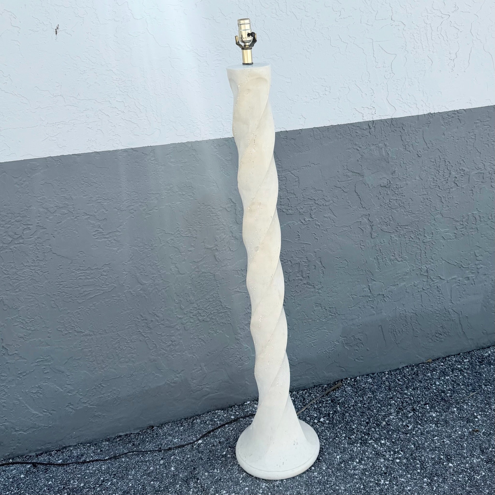Late 20th Century Postmodern Cream Twisted Plaster Floor Lamp Dolphin & Flamingo