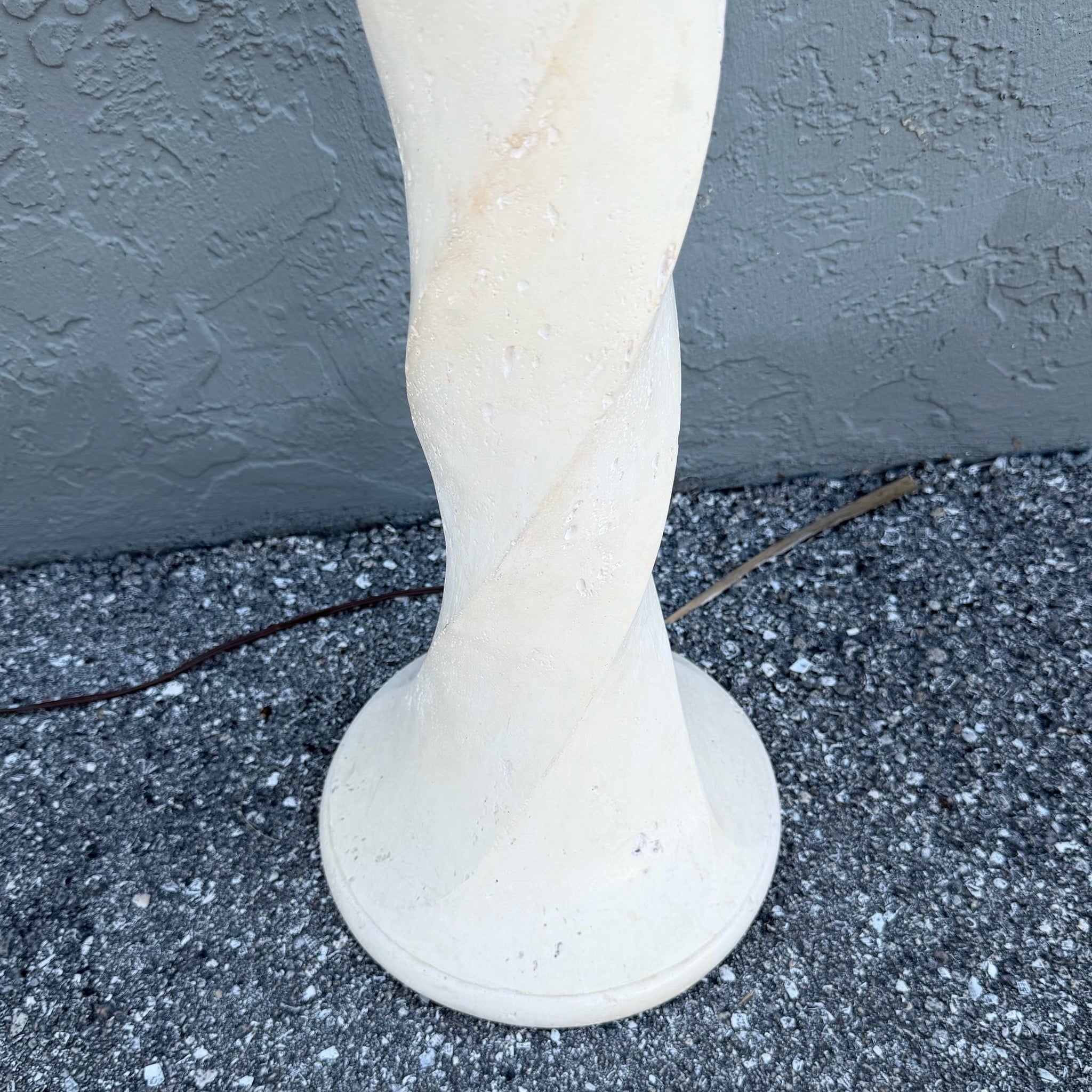 Late 20th Century Postmodern Cream Twisted Plaster Floor Lamp Dolphin & Flamingo