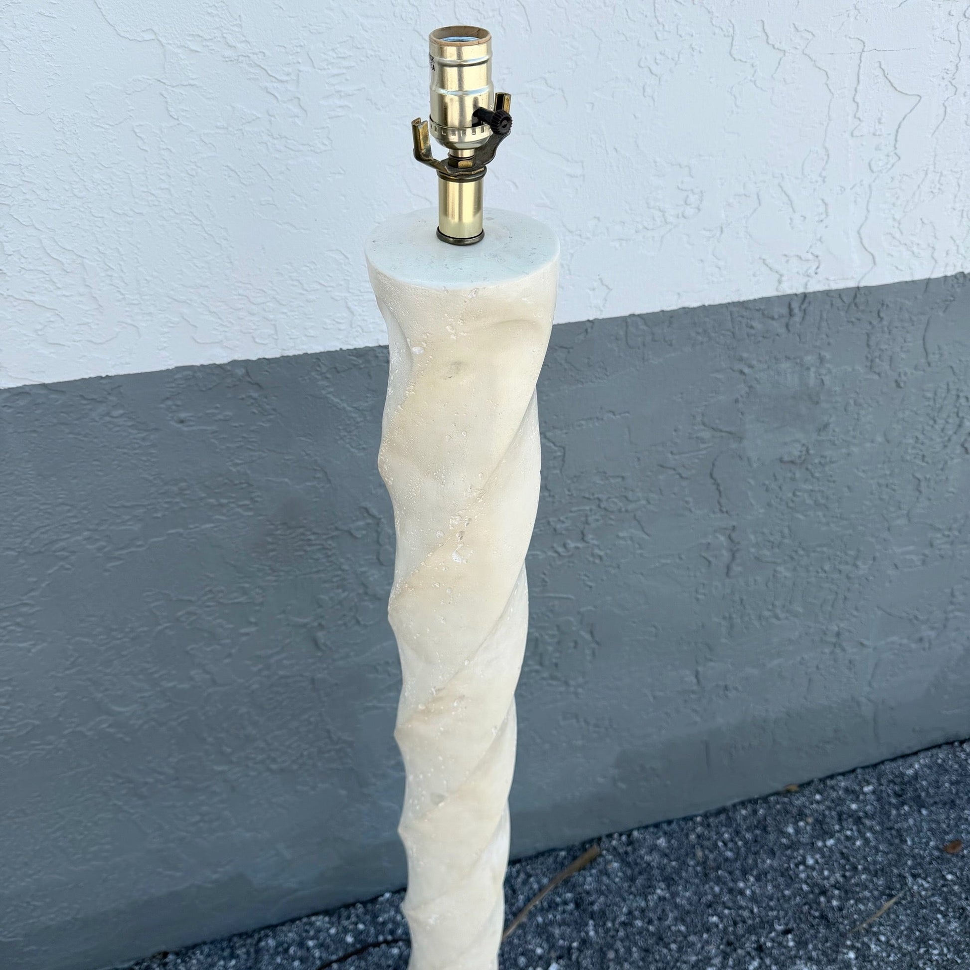 Late 20th Century Postmodern Cream Twisted Plaster Floor Lamp Dolphin & Flamingo