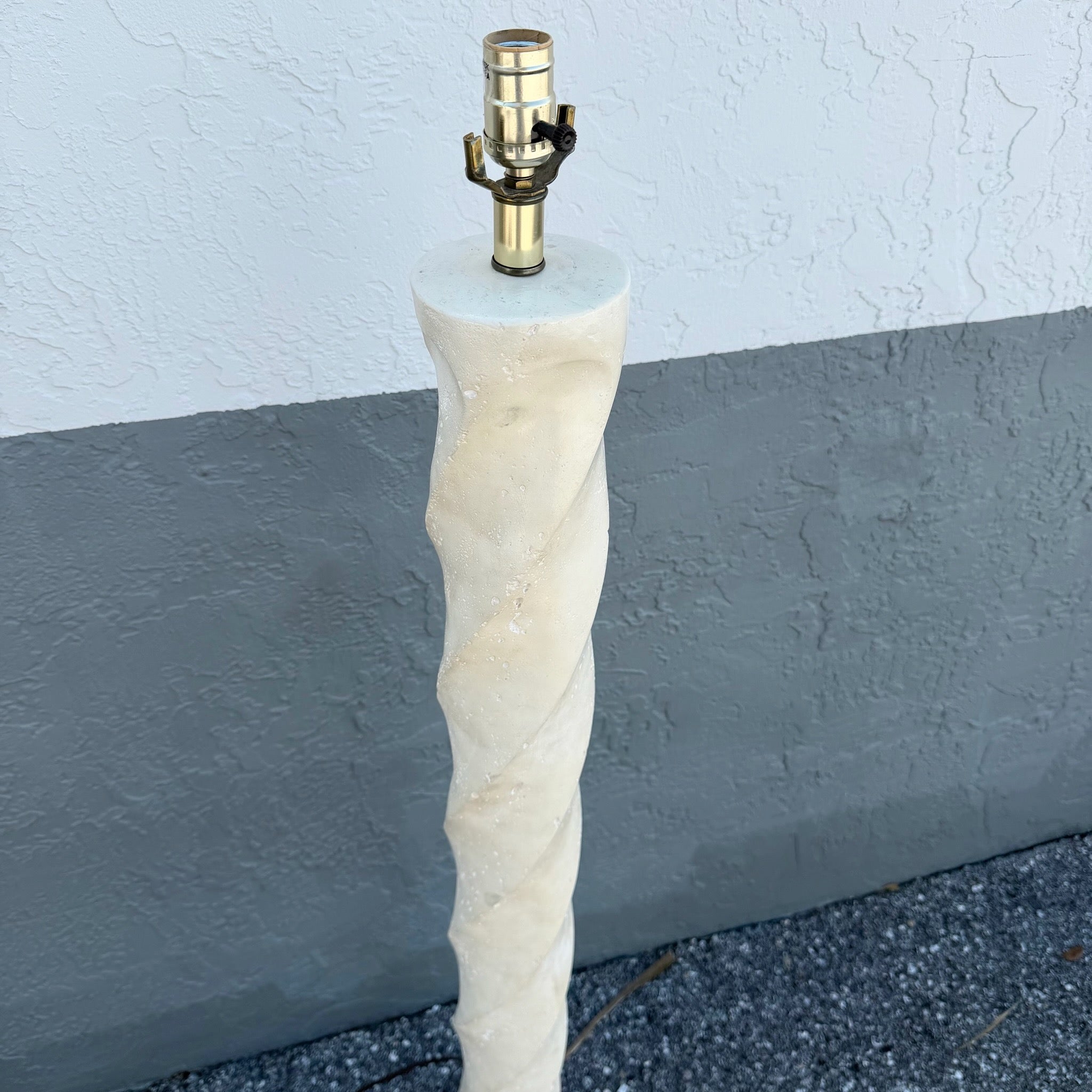 Late 20th Century Postmodern Cream Twisted Plaster Floor Lamp Dolphin & Flamingo