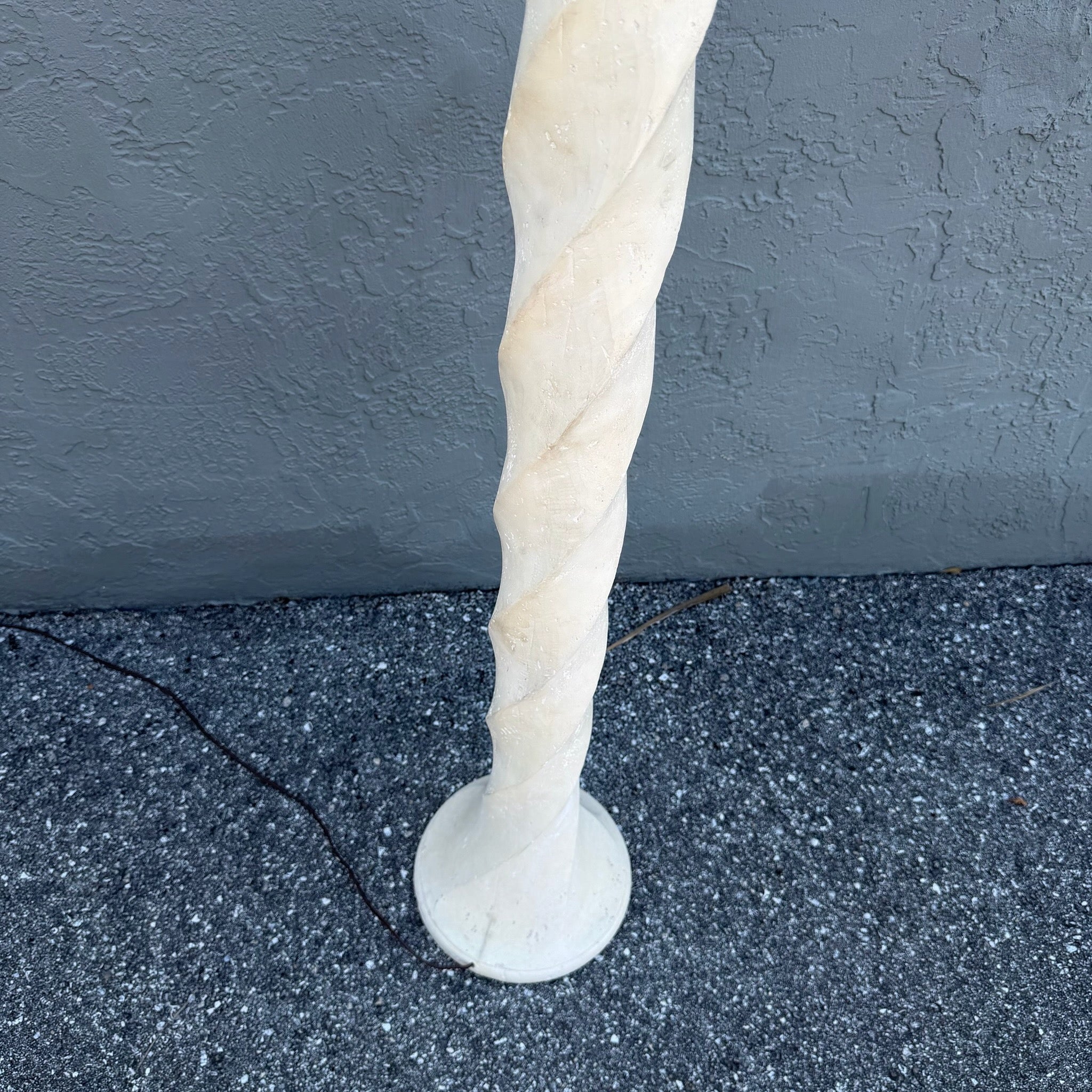 Late 20th Century Postmodern Cream Twisted Plaster Floor Lamp Dolphin & Flamingo