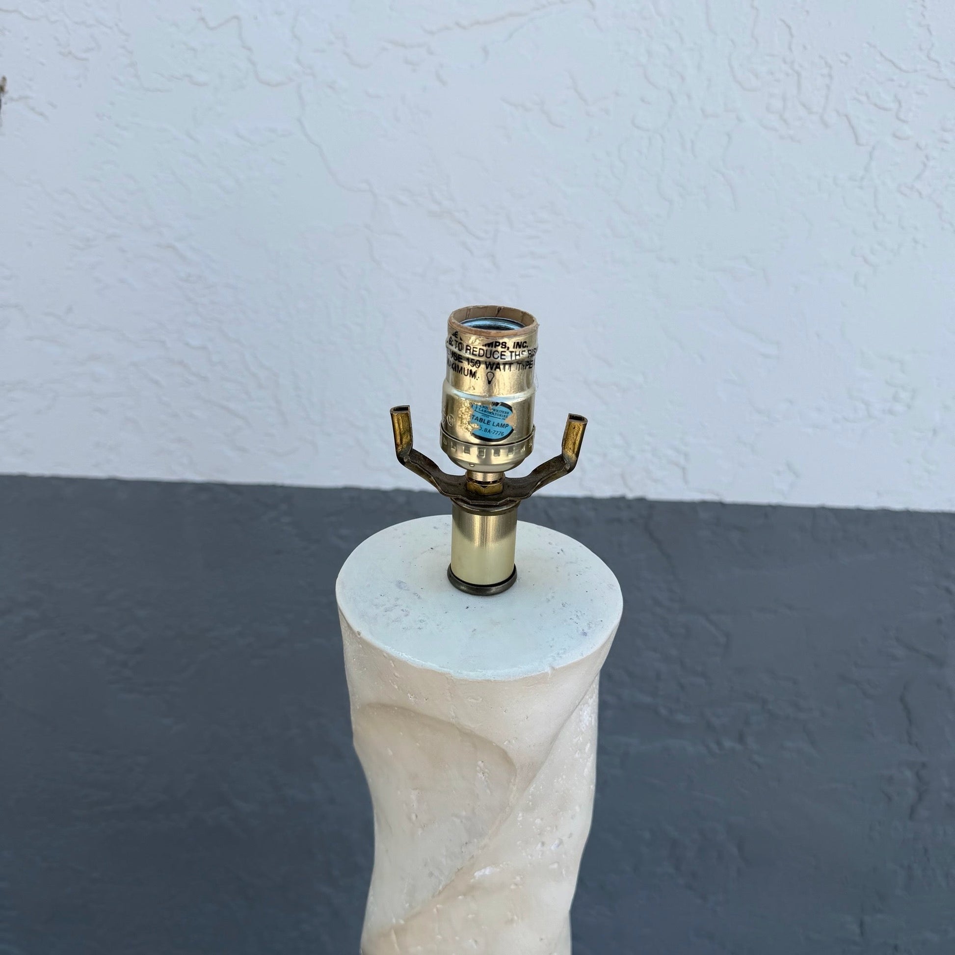 Late 20th Century Postmodern Cream Twisted Plaster Floor Lamp Dolphin & Flamingo