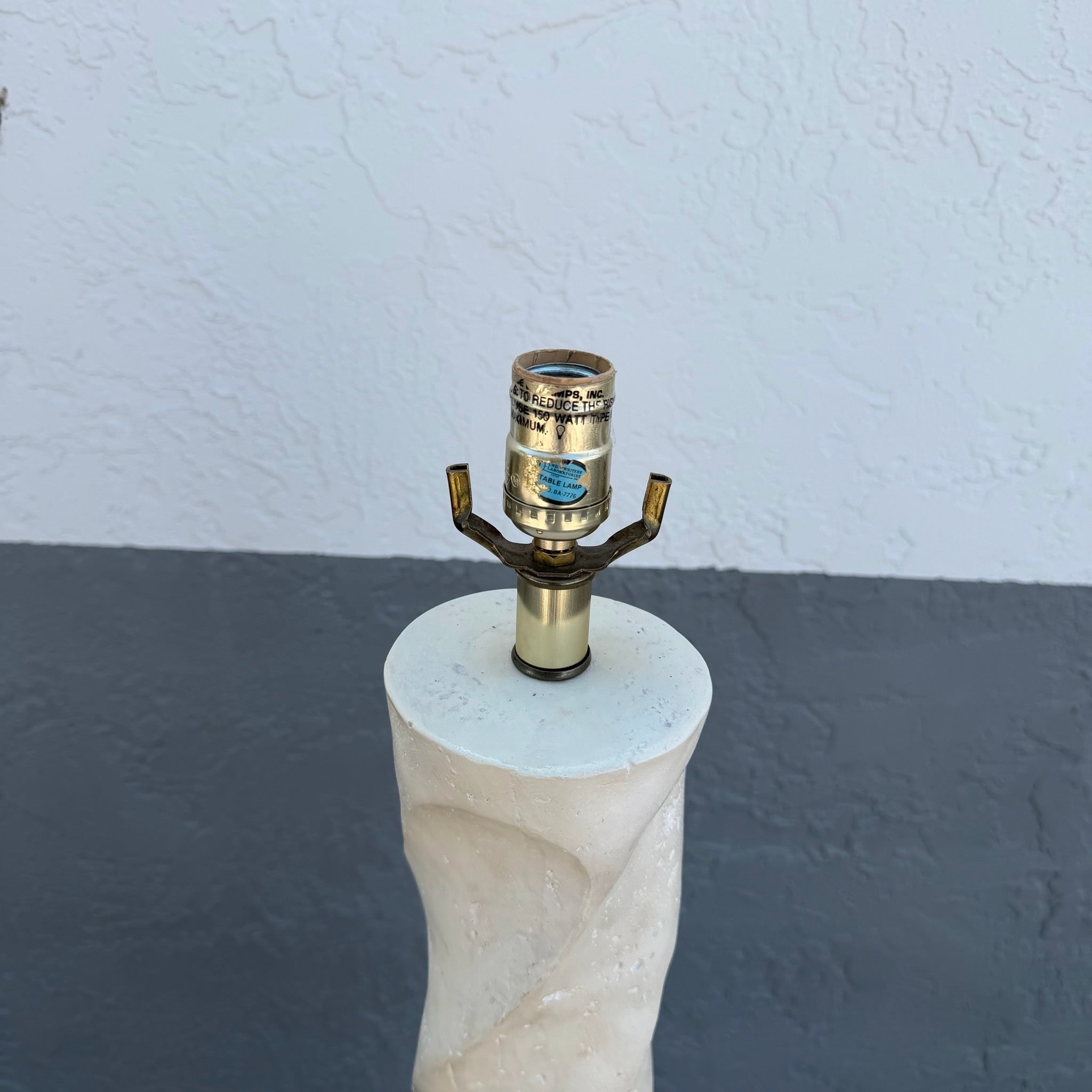 Late 20th Century Postmodern Cream Twisted Plaster Floor Lamp Dolphin & Flamingo
